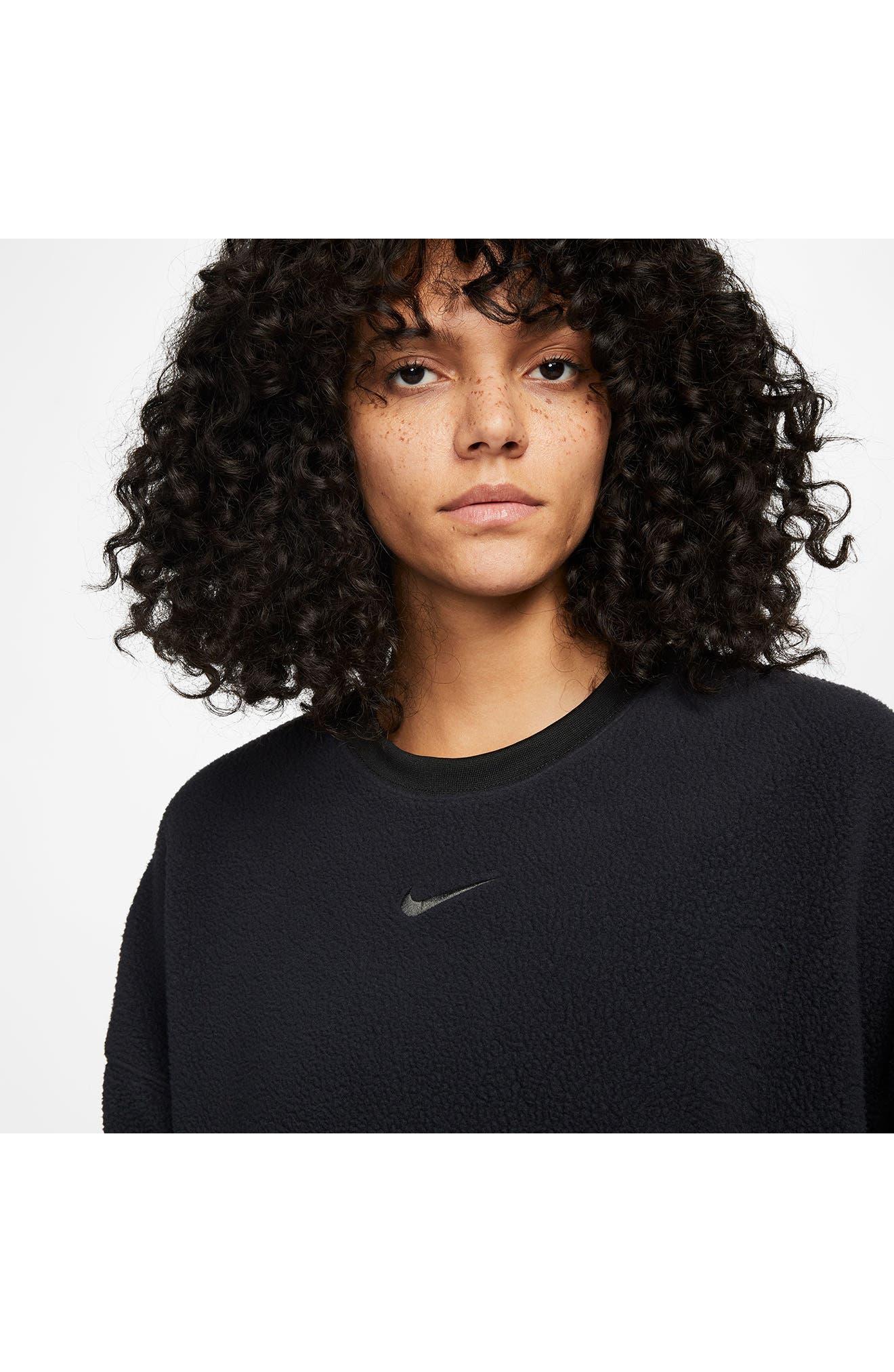 Nike Oversize Fleece Crop Crewneck Sweatshirt in Blue | Lyst