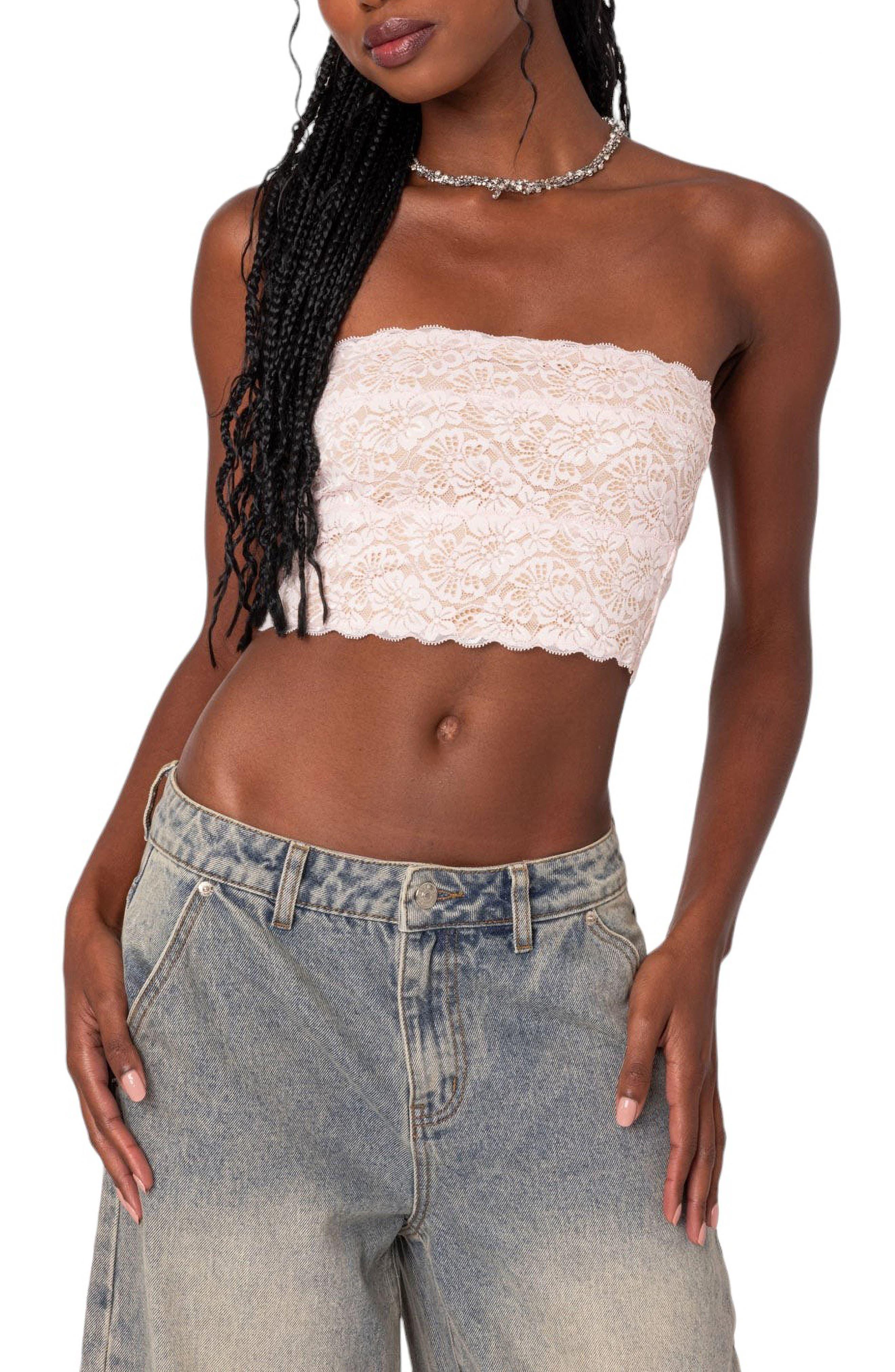 Edikted Nadine Lace Crop Tube Top | Lyst