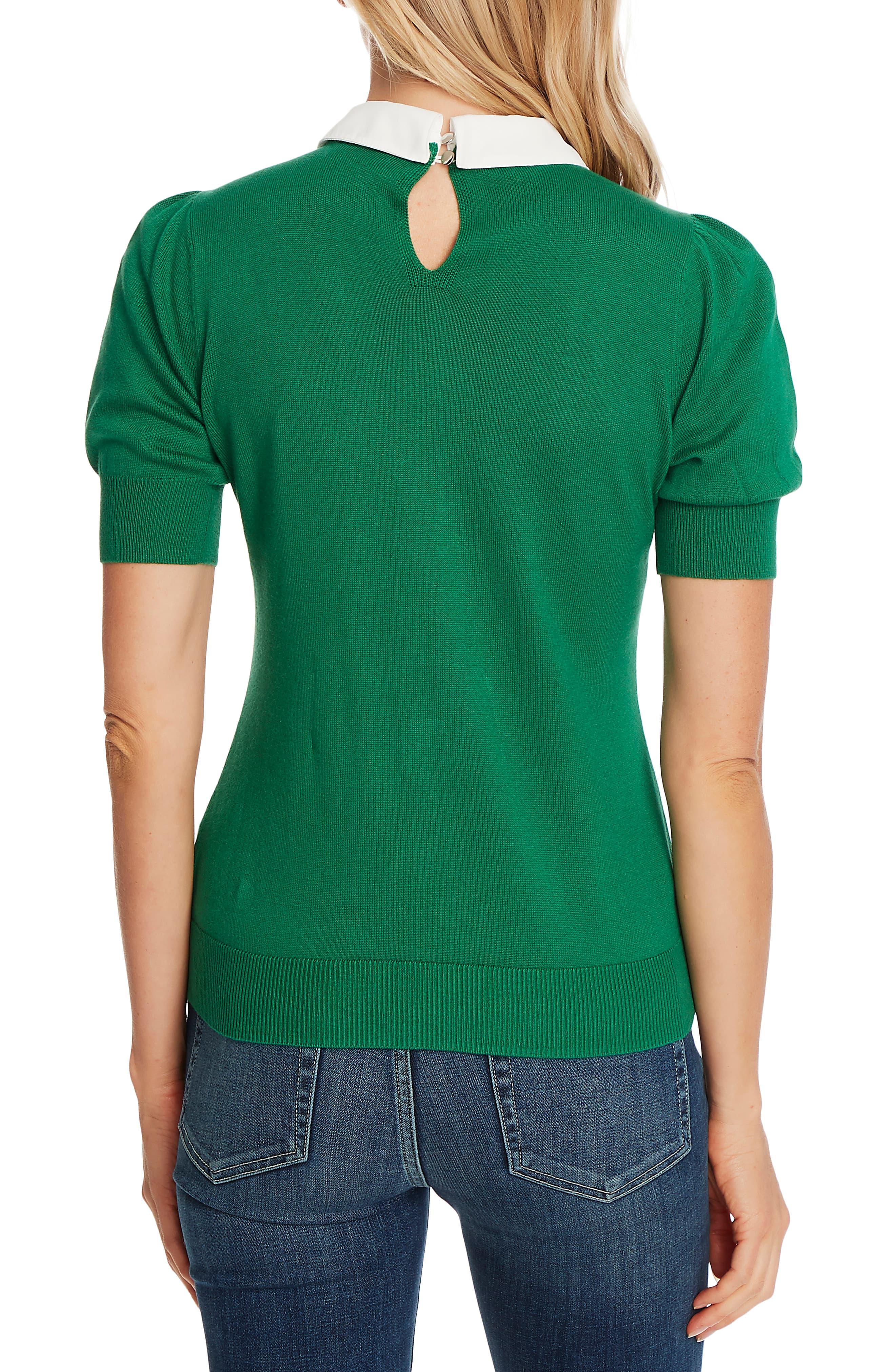 Cece Short Sleeve Sweater With Contrast 