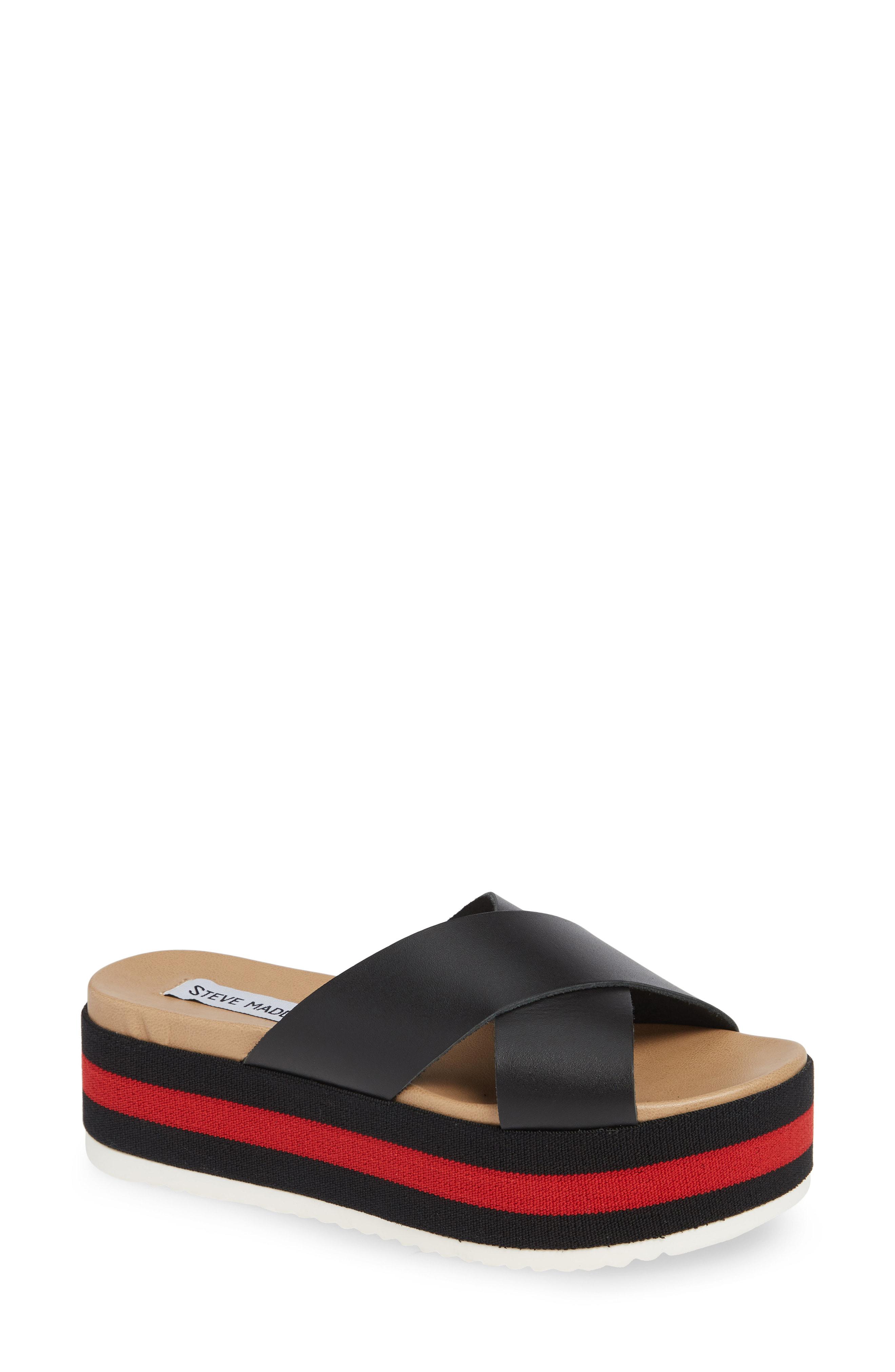 steve madden slide sandals black