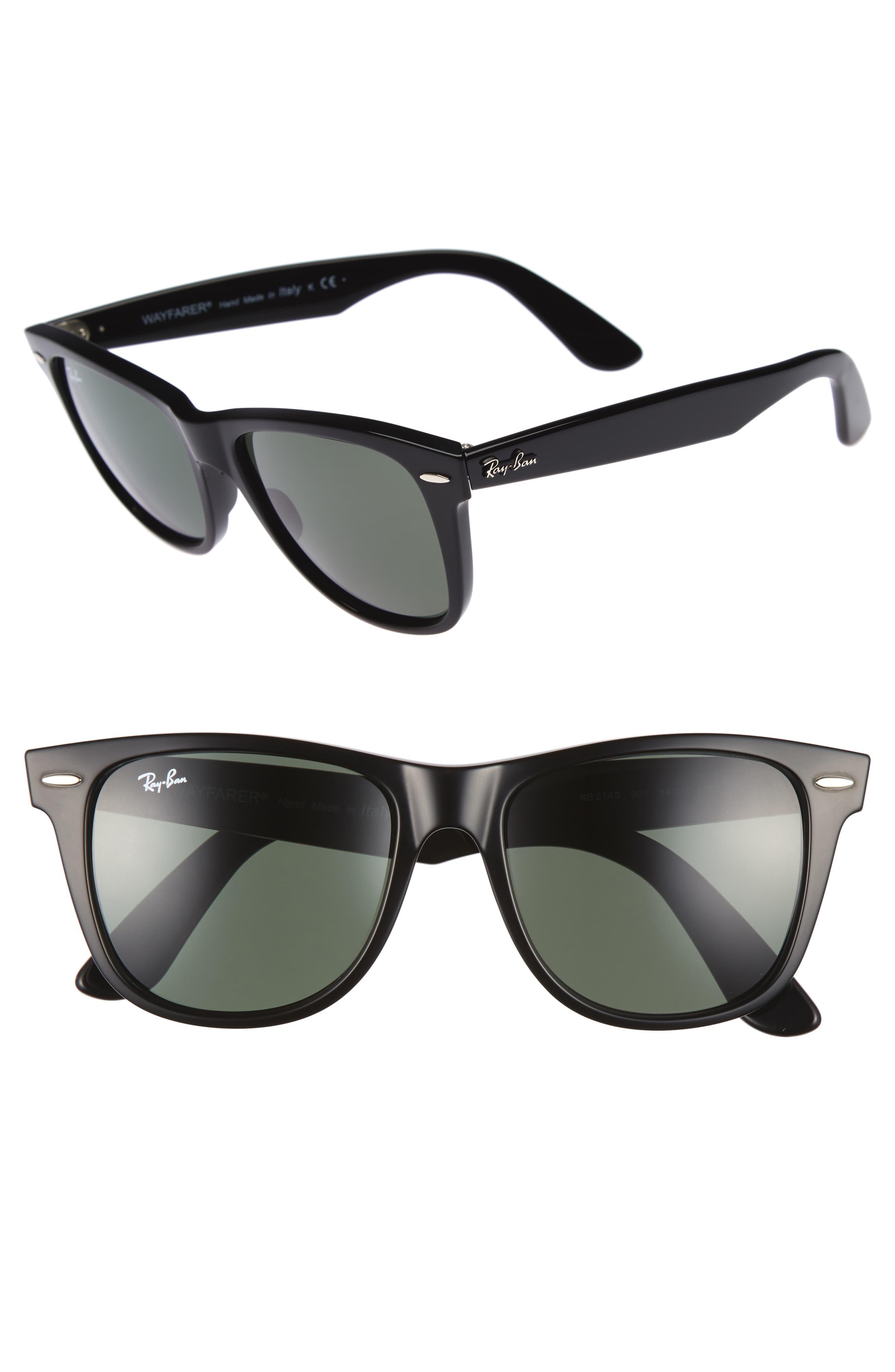 Ray-Ban Classic Wayfarer 54mm Sunglasses in Black/ Green (Black) for ...
