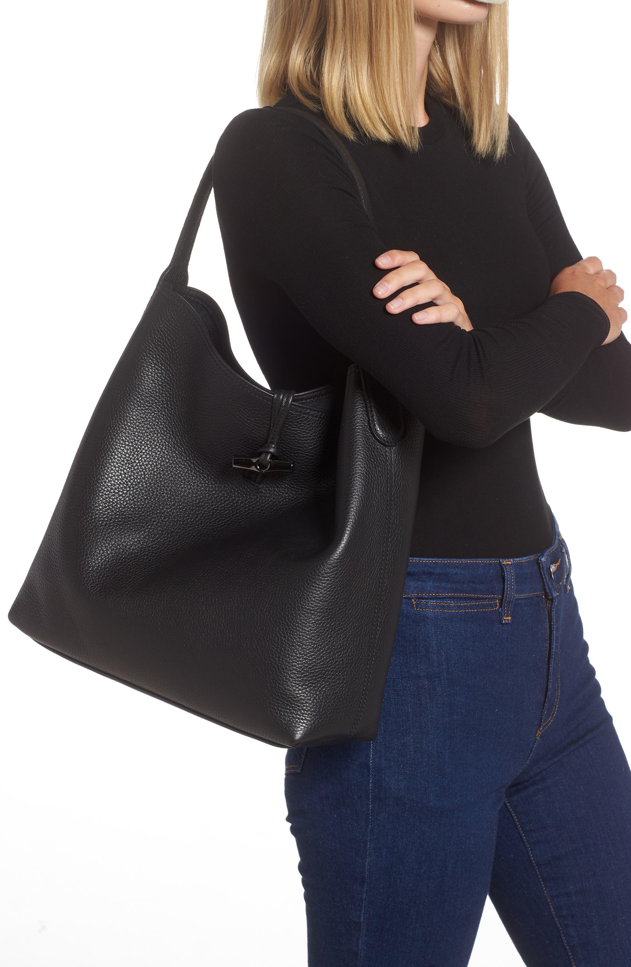 Longchamp Roseau Essential Hobo Bag in Black | Lyst