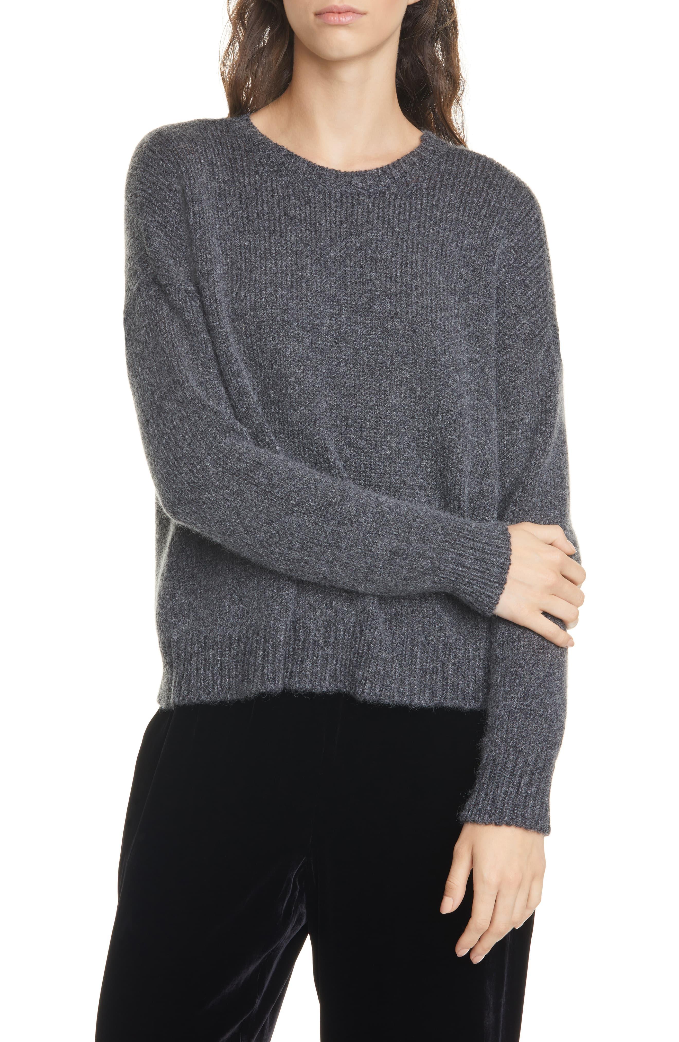 Eileen Fisher Wool & Mohair Blend Crewneck Sweater in Charcoal (Gray