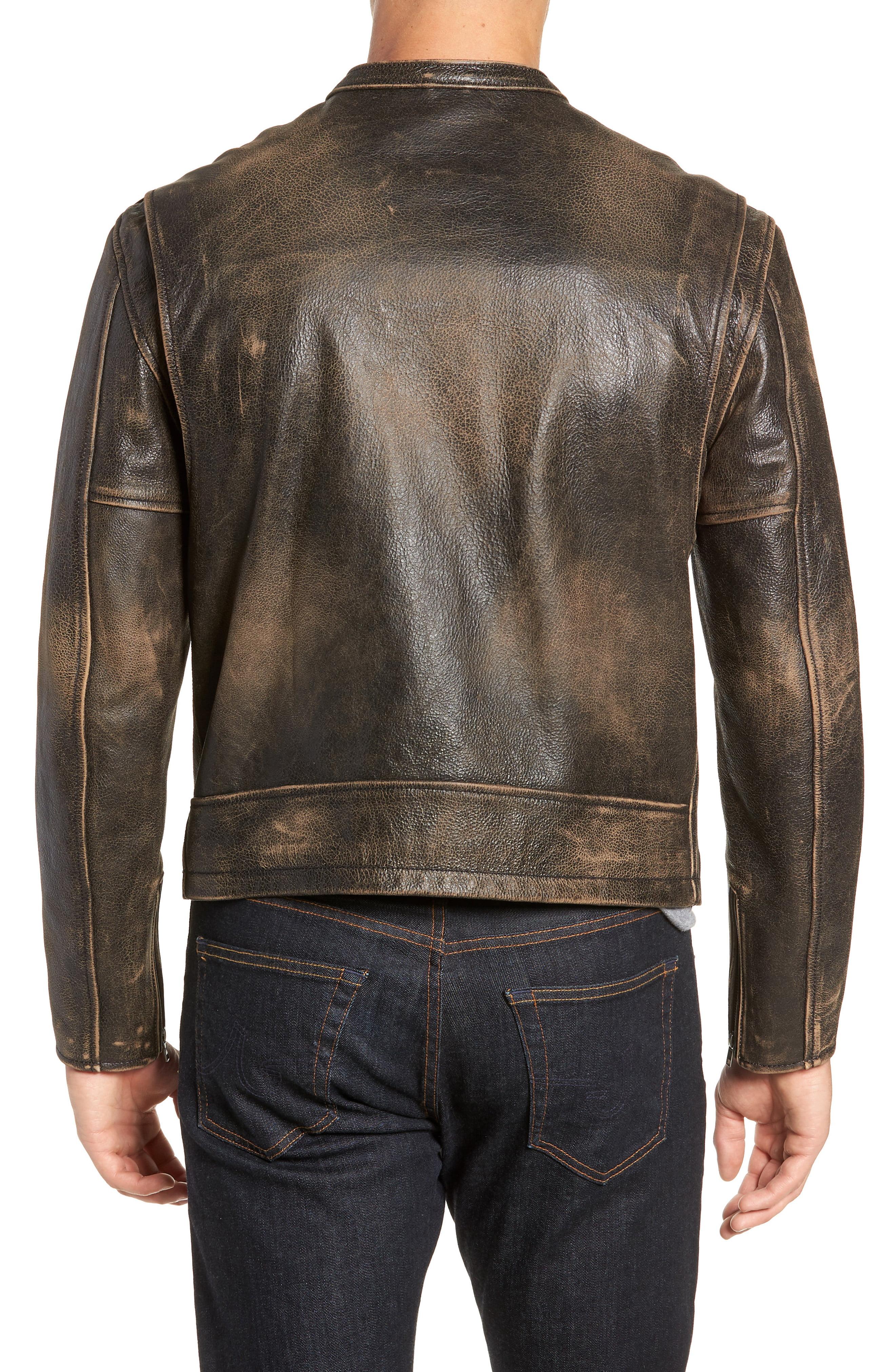 Frye Calfskin Leather Racer Jacket in Vintage Black (Black) for Men Lyst