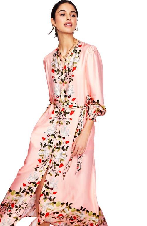 Boden Ruby Botanical Print Long Sleeve Shirtdress in Pink | Lyst