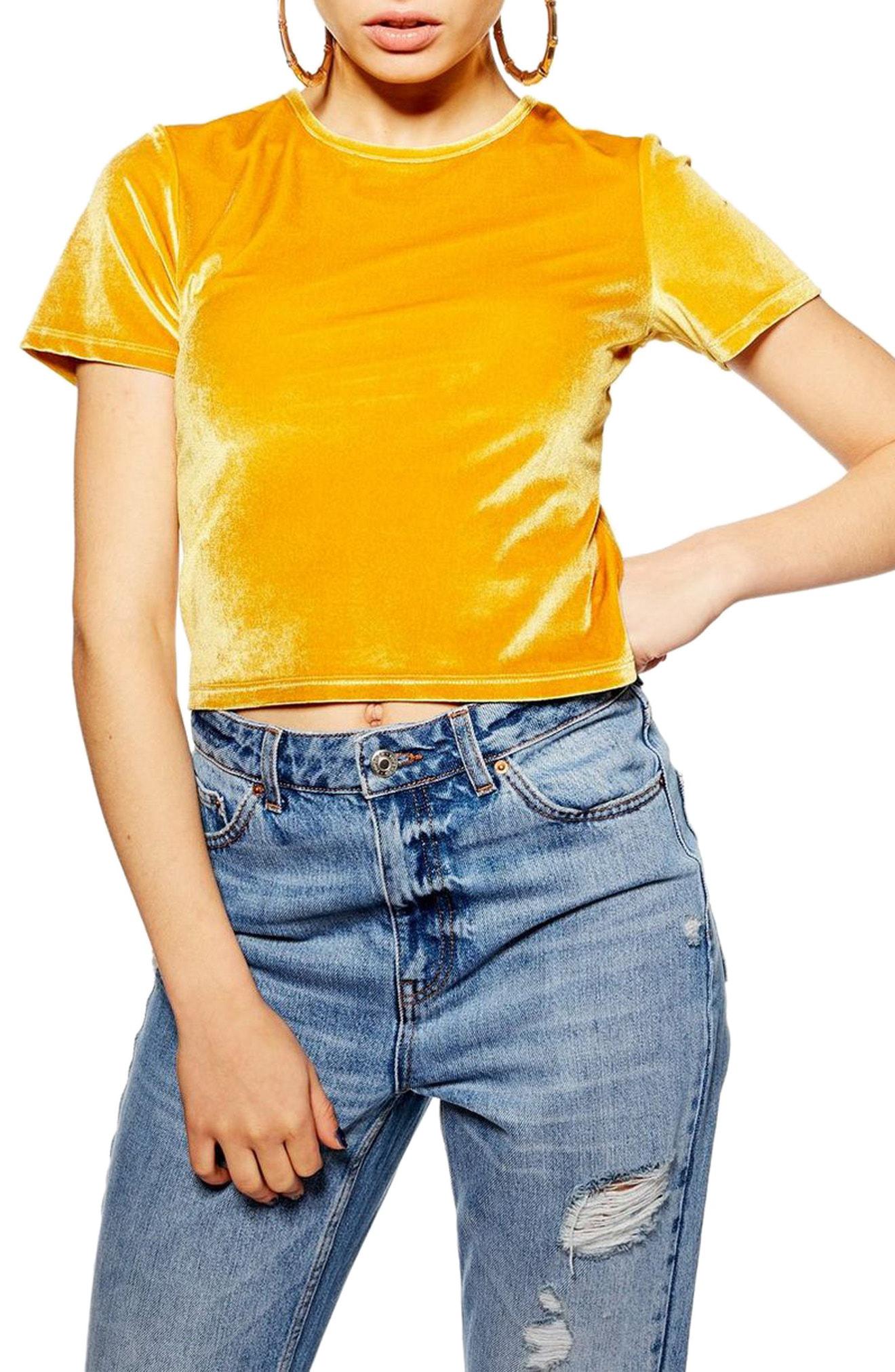 yellow velvet top