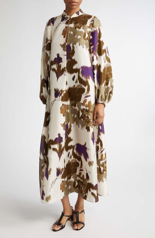 【S Max Mara】Maesta Dress/追跡+関税+全国送料込み Max Mara Maesa Floral Long Sleeve Shantung Silk Maxi Dress