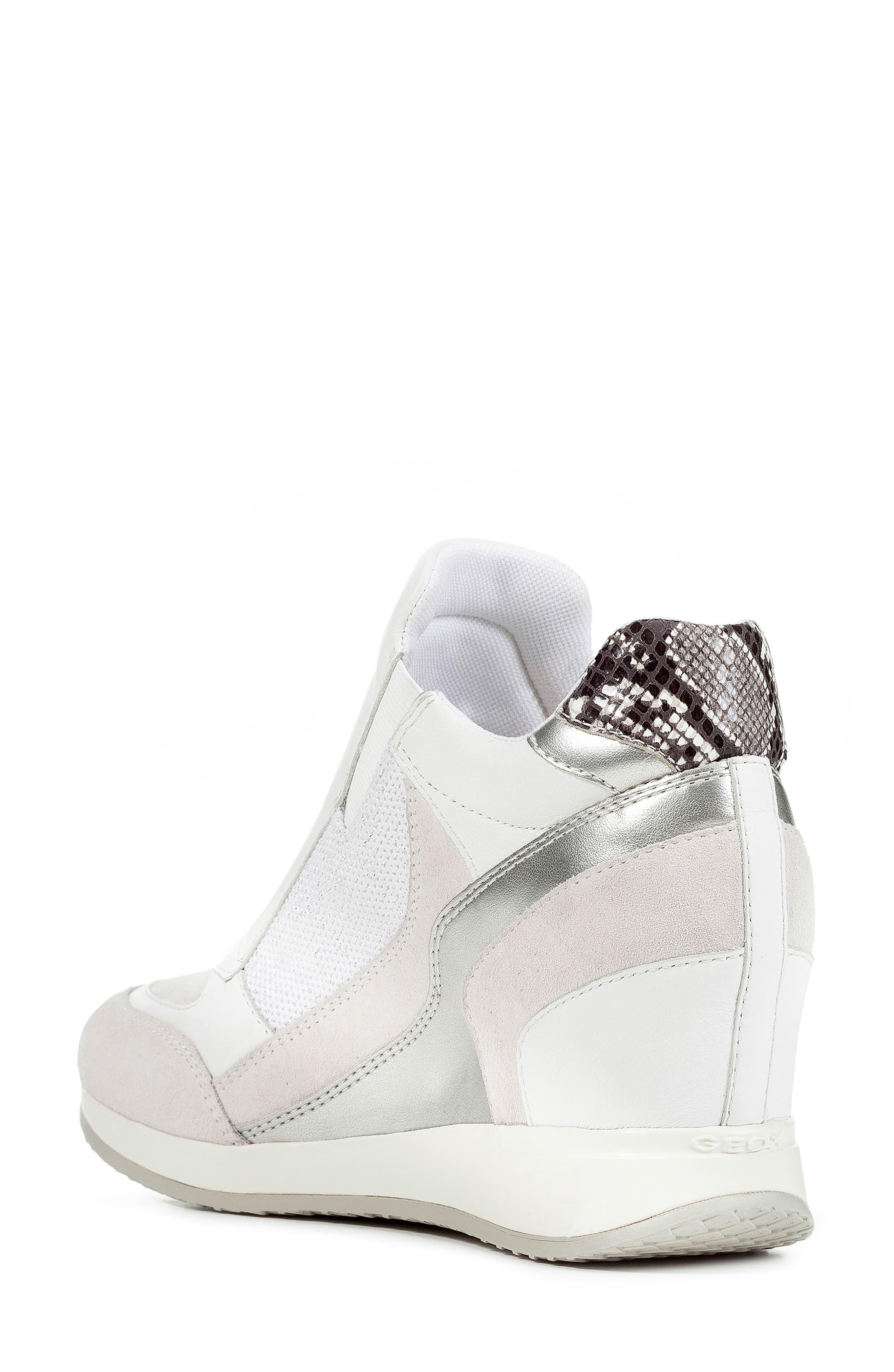 Geox Leather Nydame Wedge Sneaker in White Leather (White) - Lyst