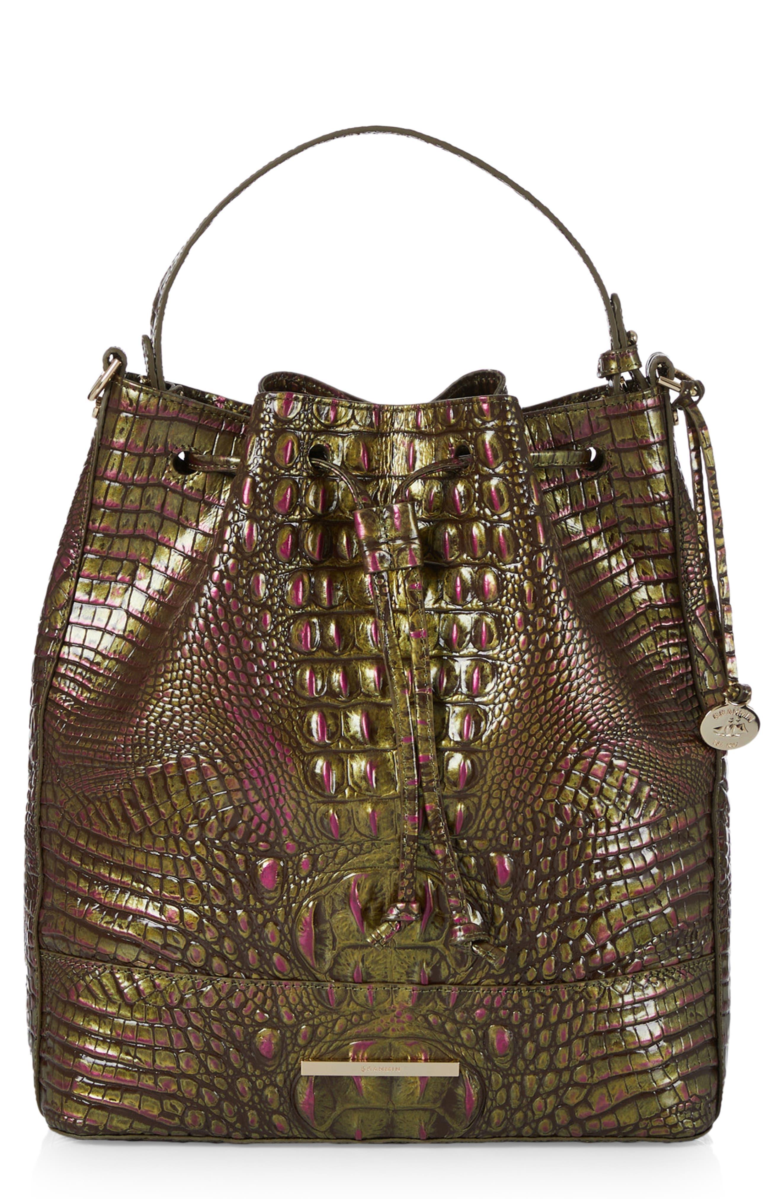 Brahmin Marlowe Croc Embossed Leather Bucket Bag in Brown Lyst