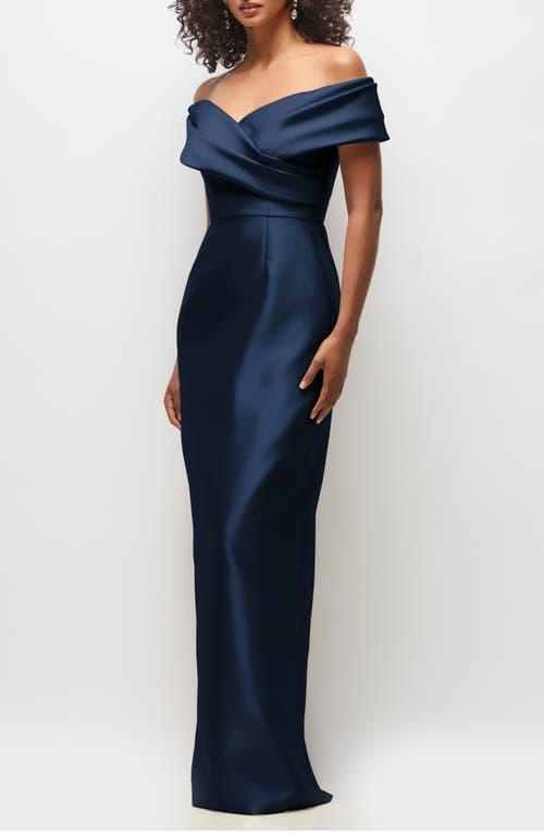 alfred sung off the shoulder dress Alfred Sung Women's Off-the-Shoulder Bow-Back Satin Trumpet Gown