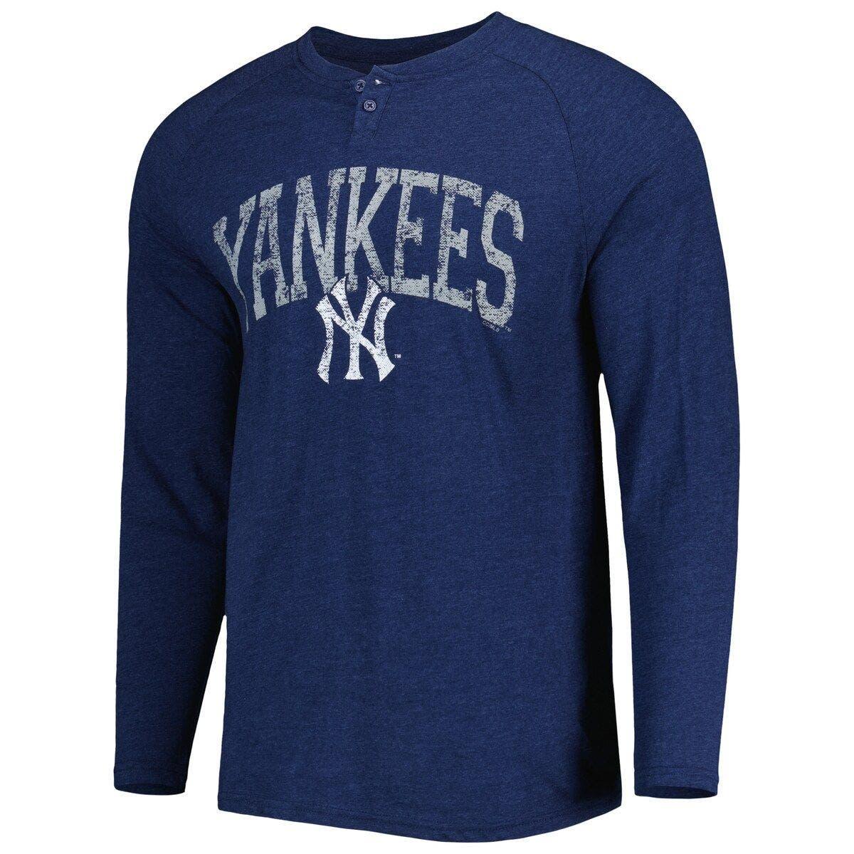 Concepts Sport New York Yankees Inertia Raglan Long Sleeve Henley T-shirt  At Nordstrom in Blue for Men