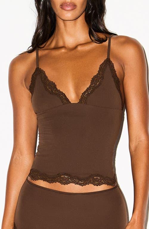 Skims Fits Everybody Lace Triangle Camisole in Brown | Lyst