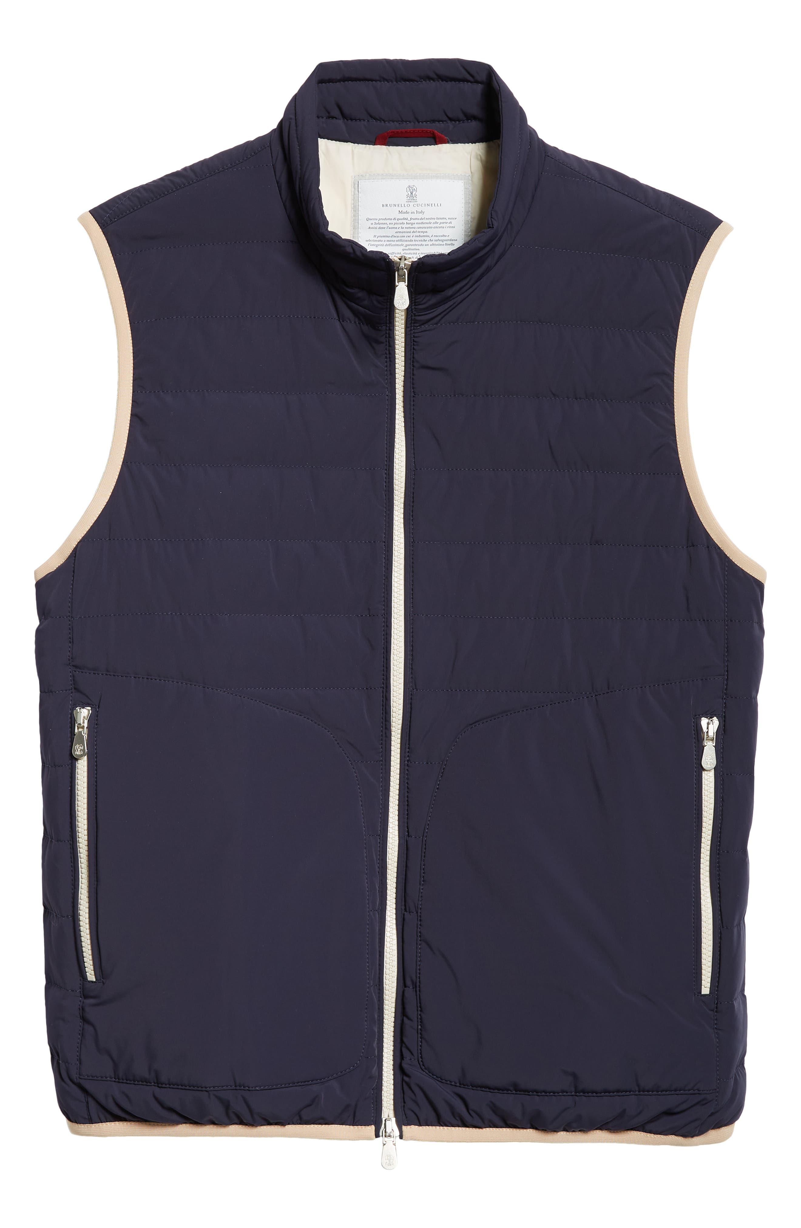 Brunello Cucinelli Quilted Water Resistant Down Vest in Blue for