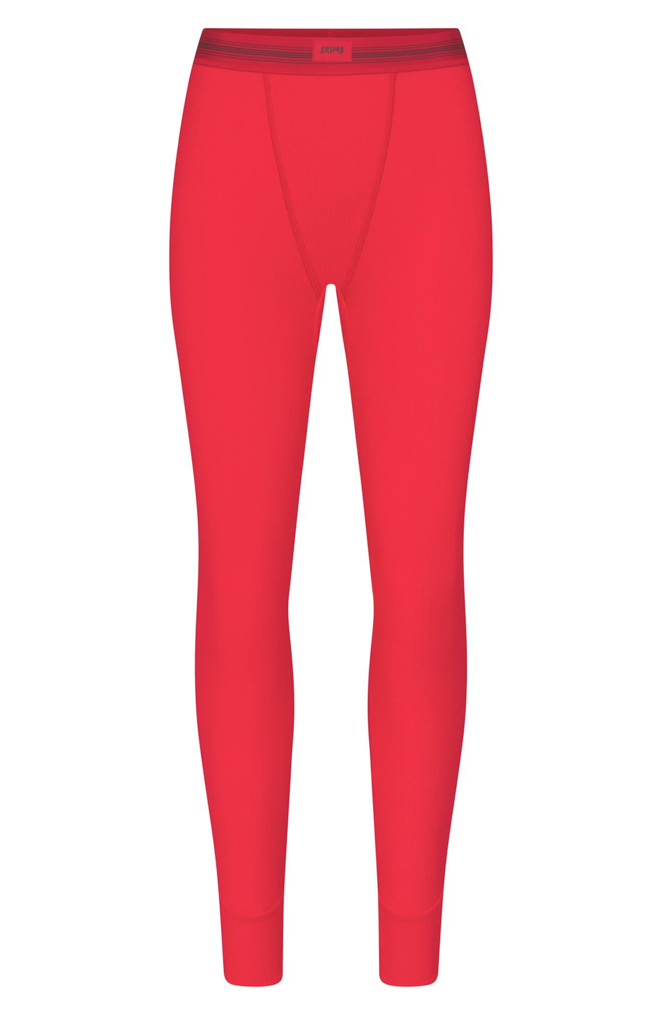 Skims Rib Cotton Blend leggings in Red