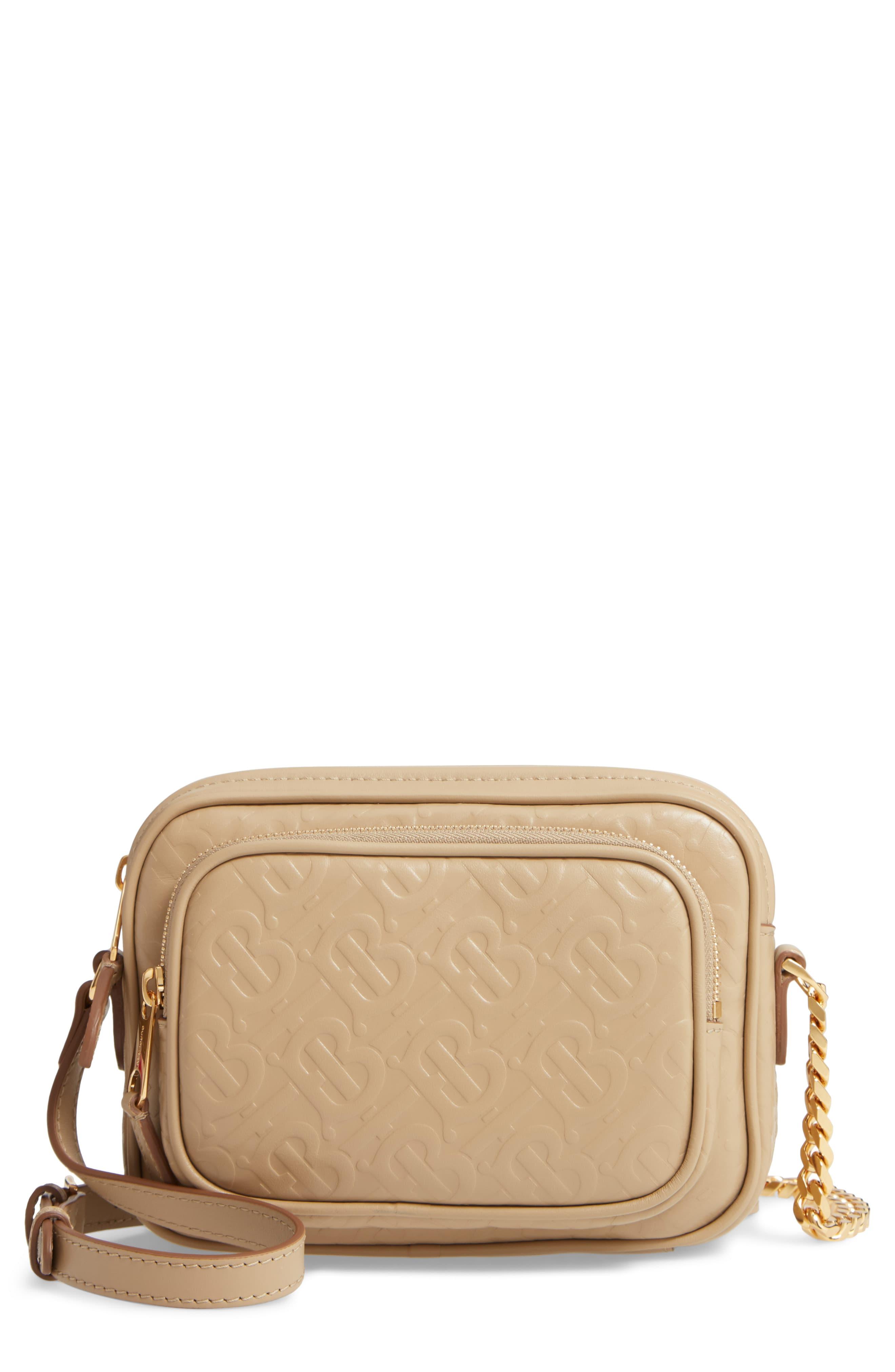 burberry small monogram leather camera bag