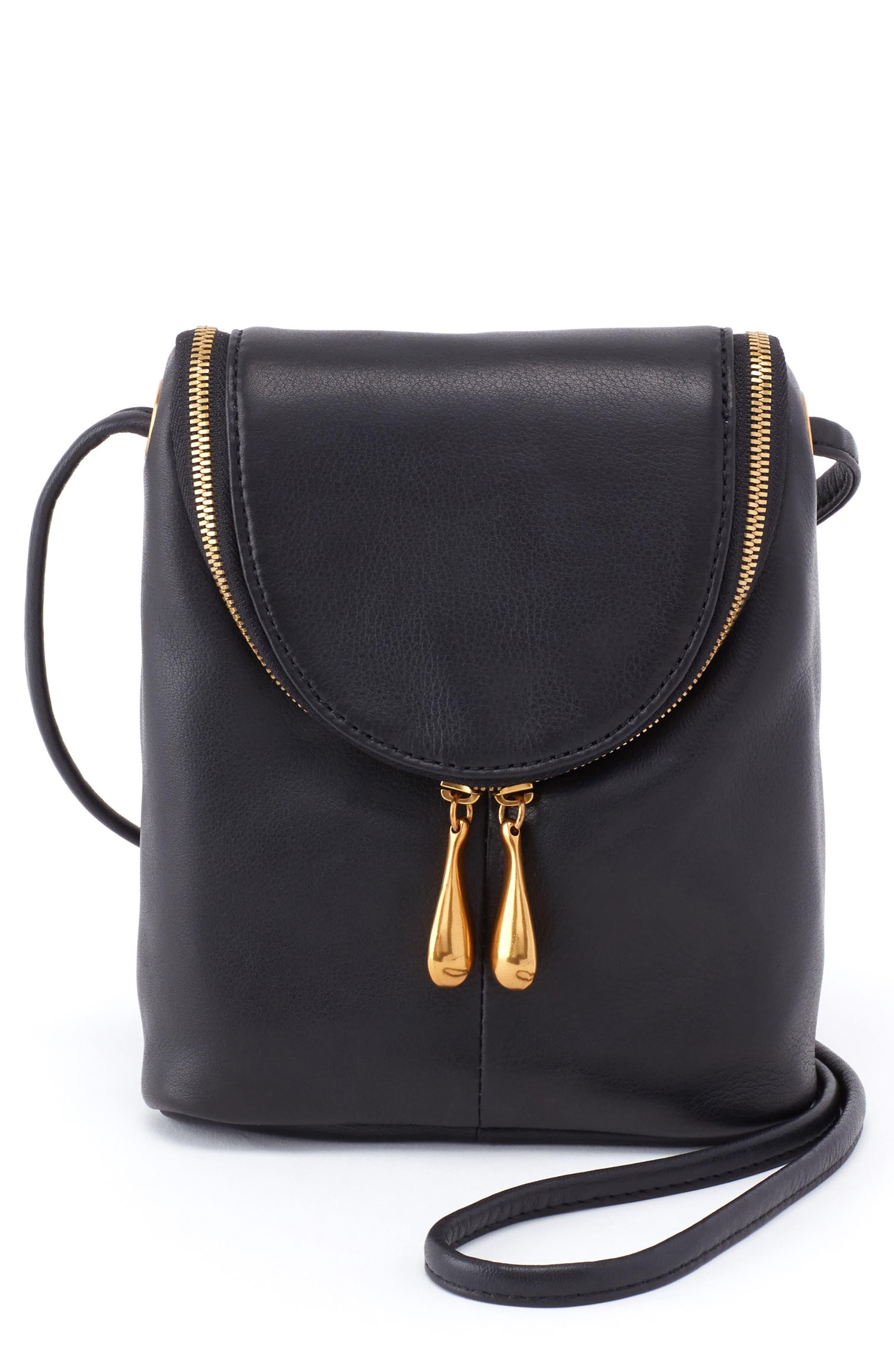 Hobo Fern Zip Flap Mini Leather Crossbody Bag in Black - Lyst