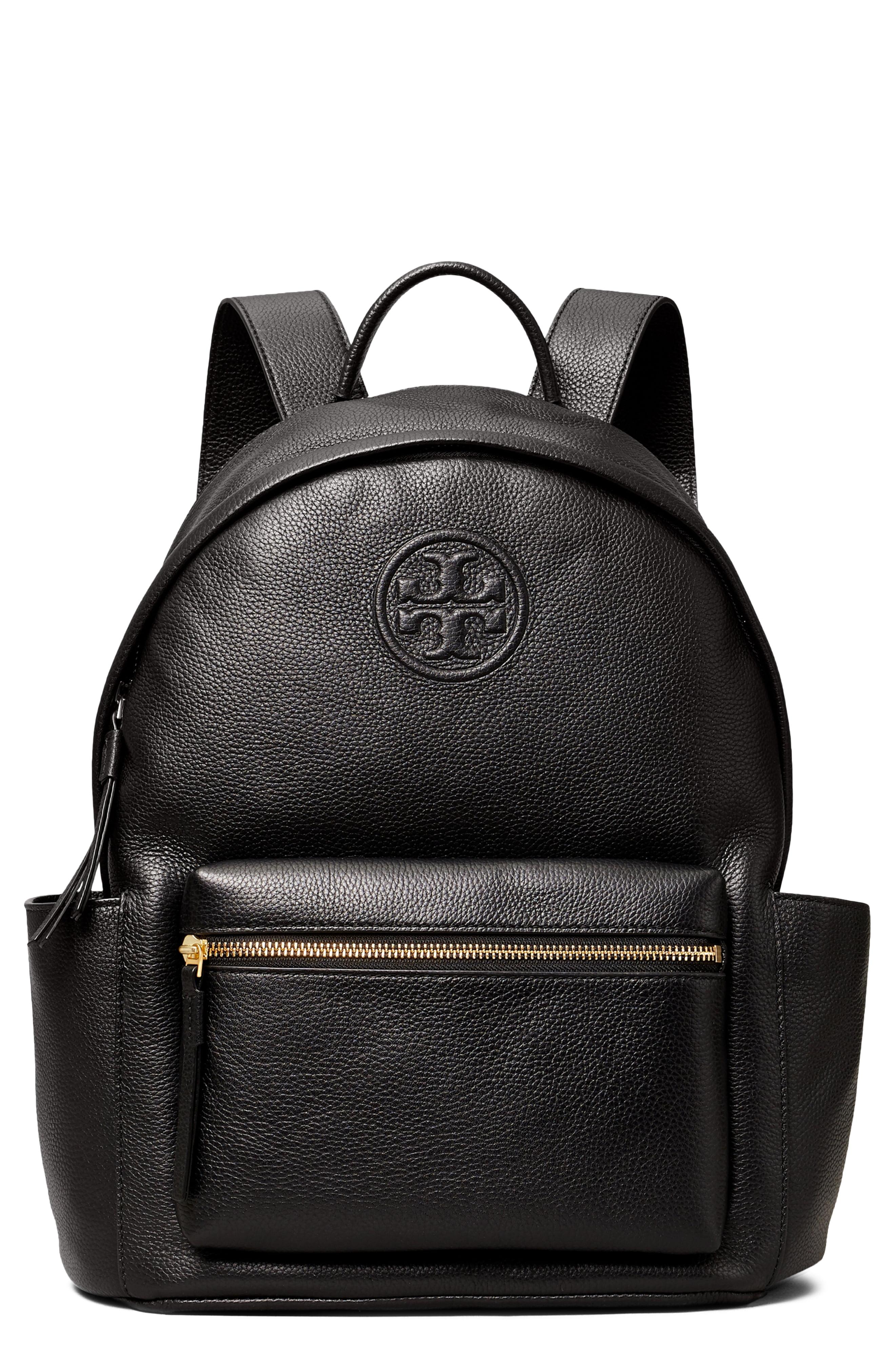 Tory Burch Small Perry Bombe Black Leather Backpack | Lyst