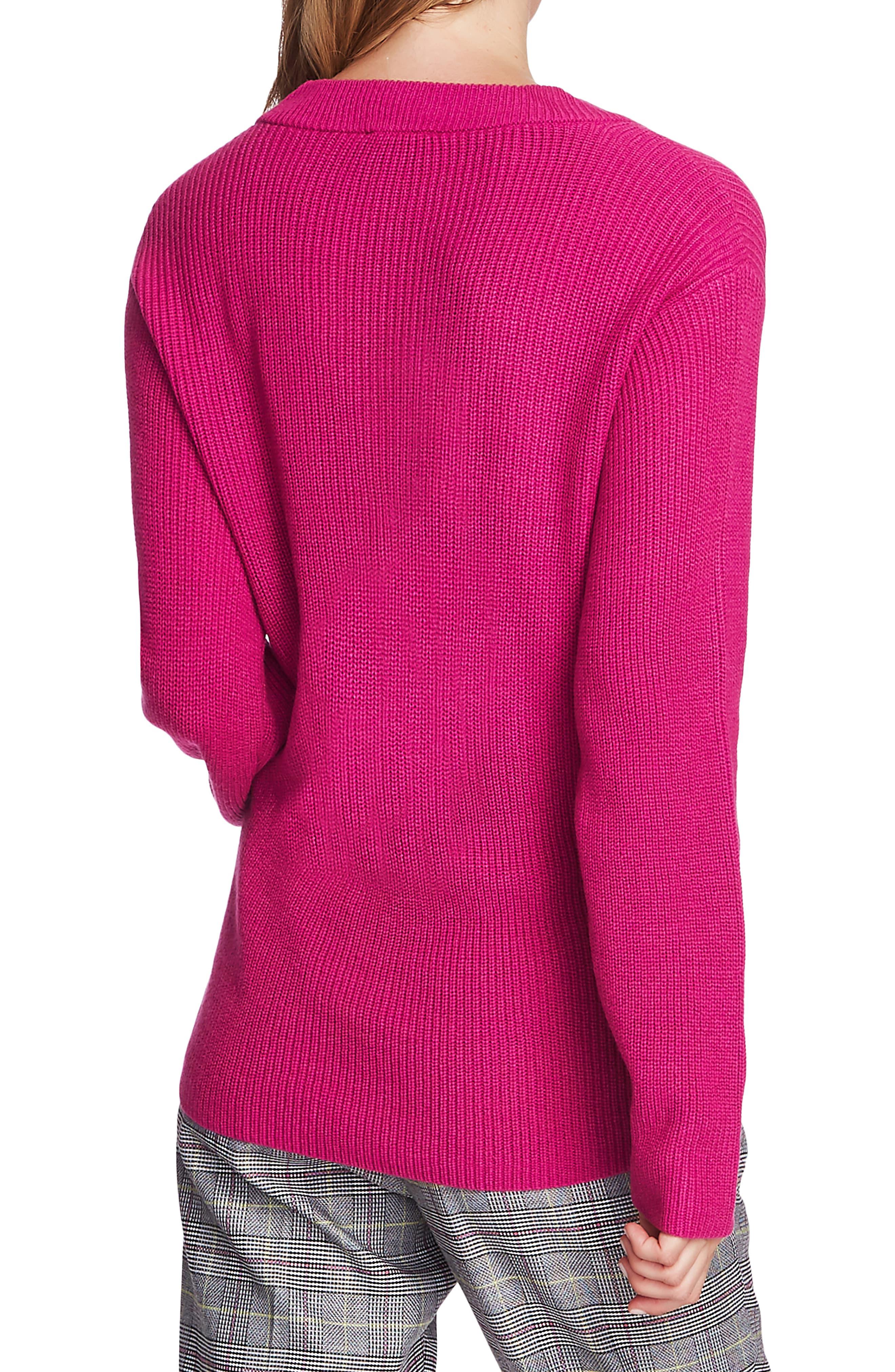 Vince Camuto Ribbed Vneck Sweater in Pink Save 40 Lyst