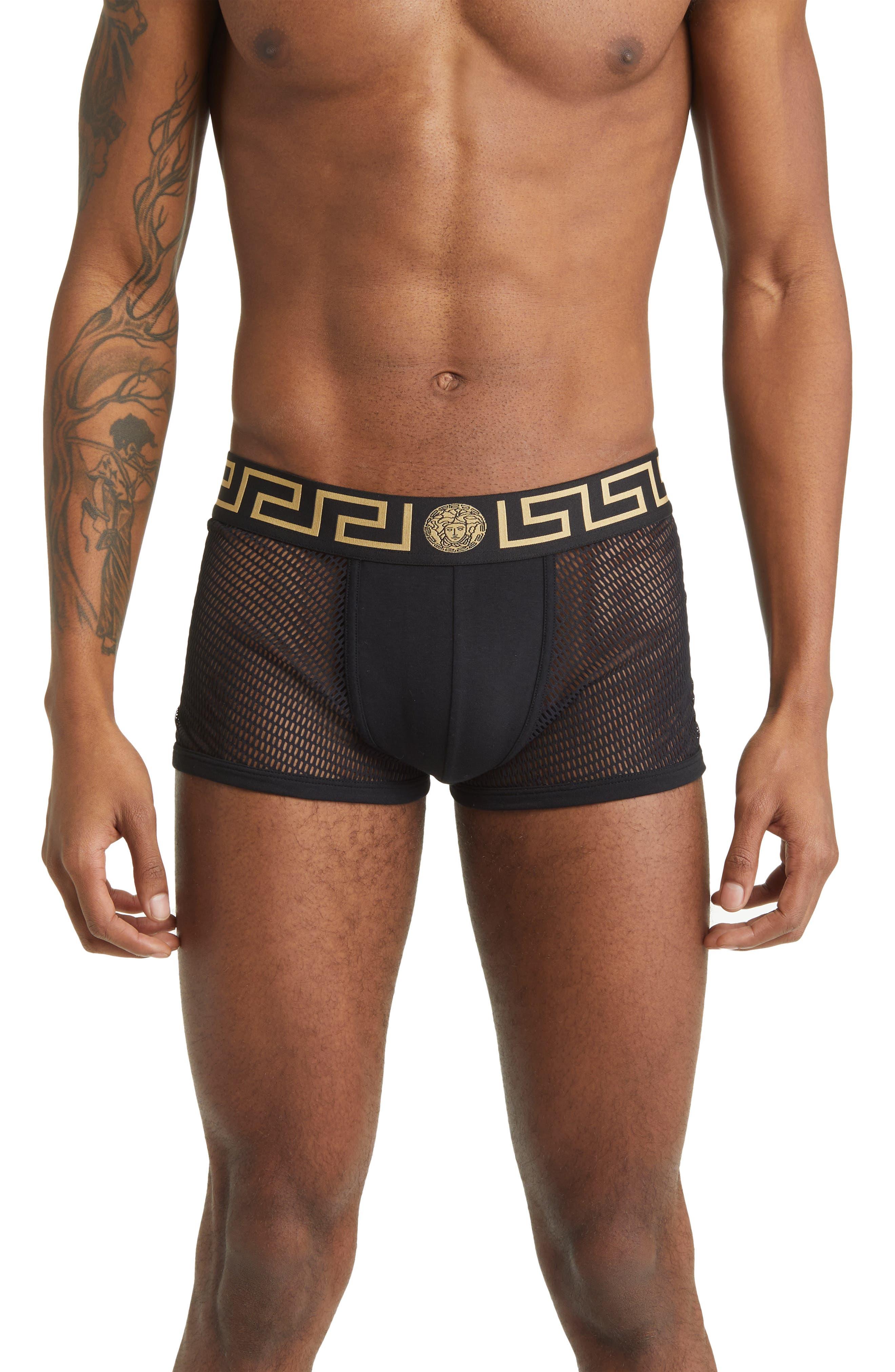 Versace Greca Mesh Trunks in Black for Men Lyst