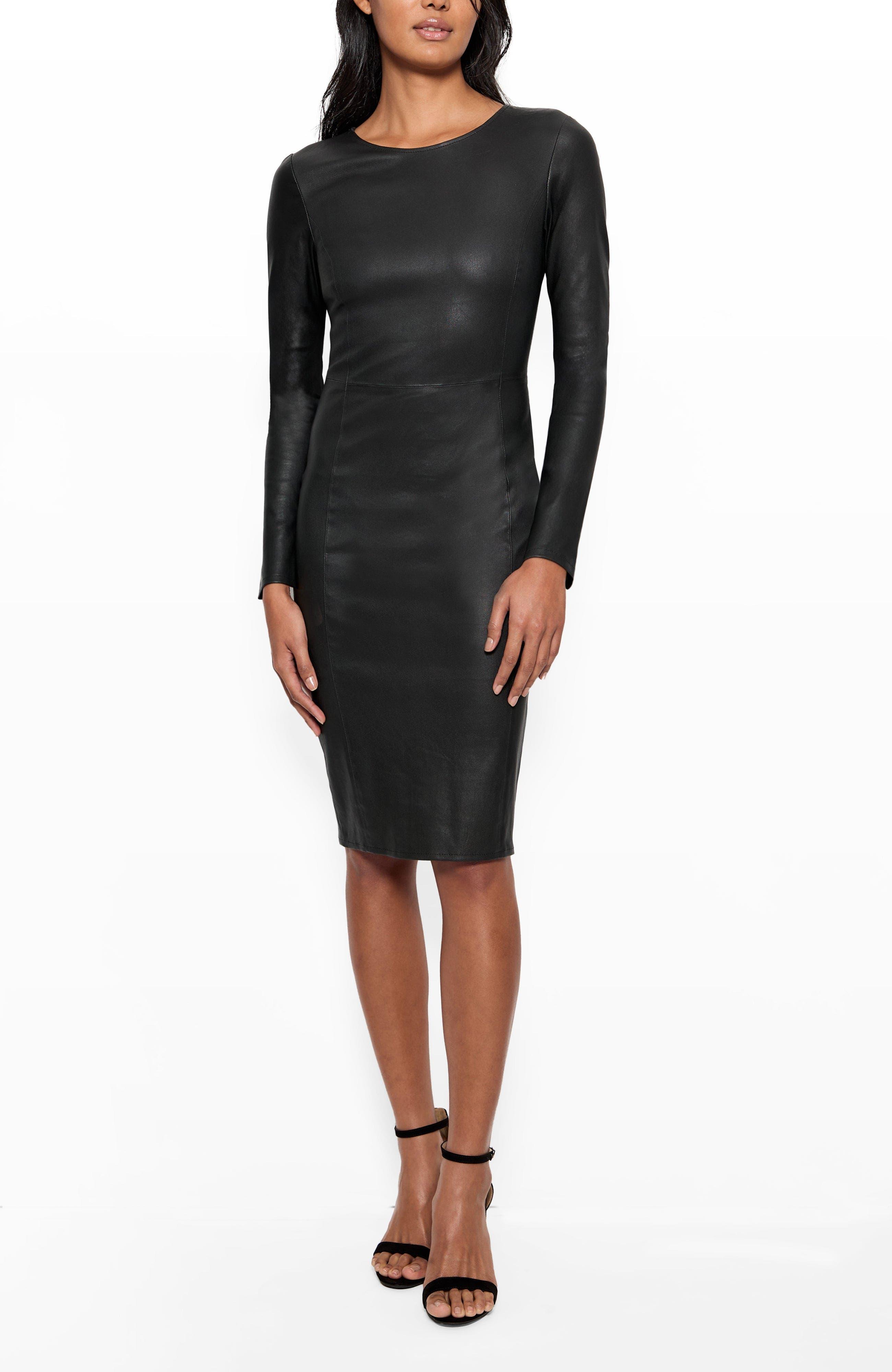 AS by DF Mrs. Smith Stretch Leather Dress in Black