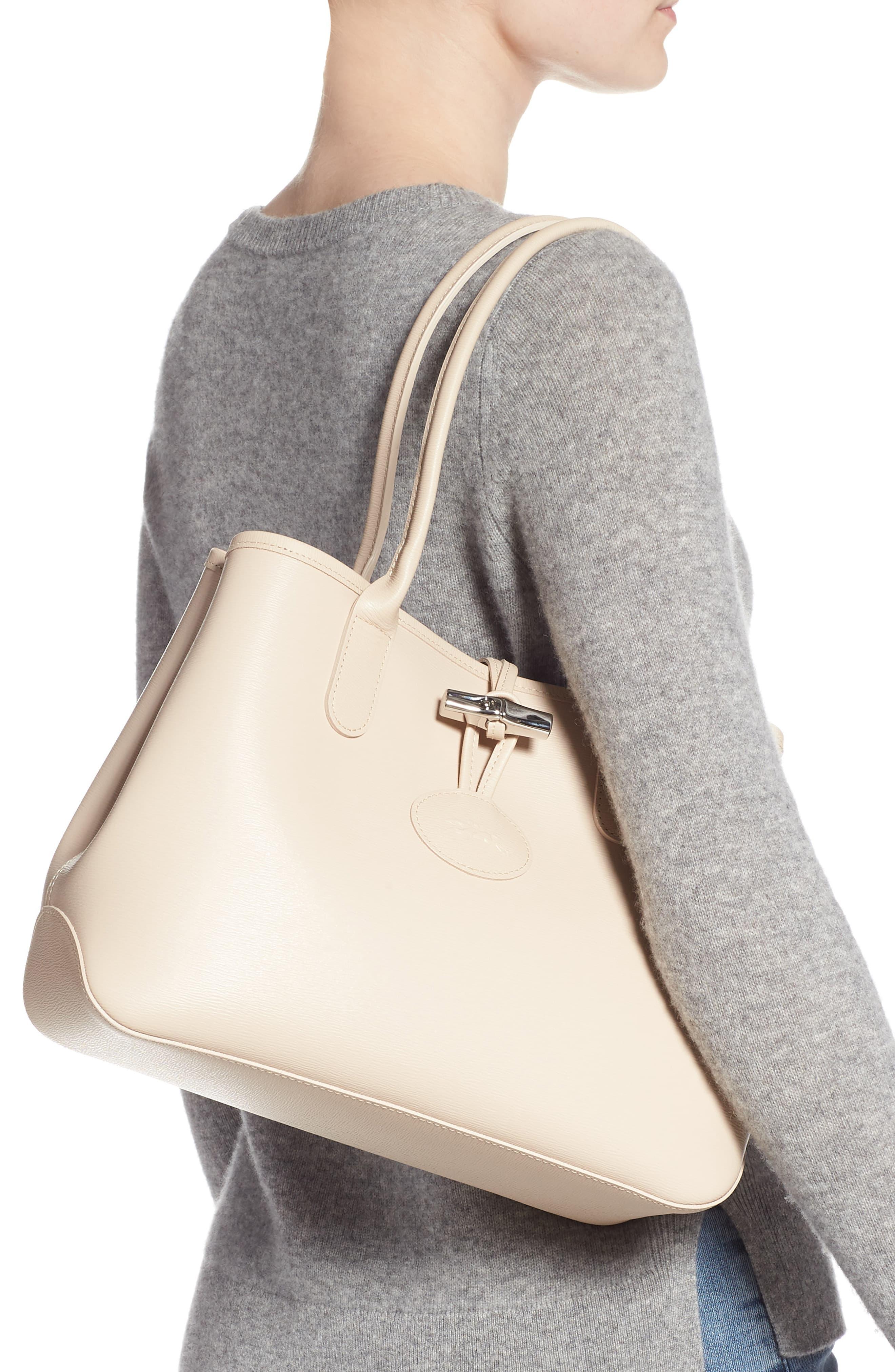 Longchamp Roseau Leather Tote in Ivory 