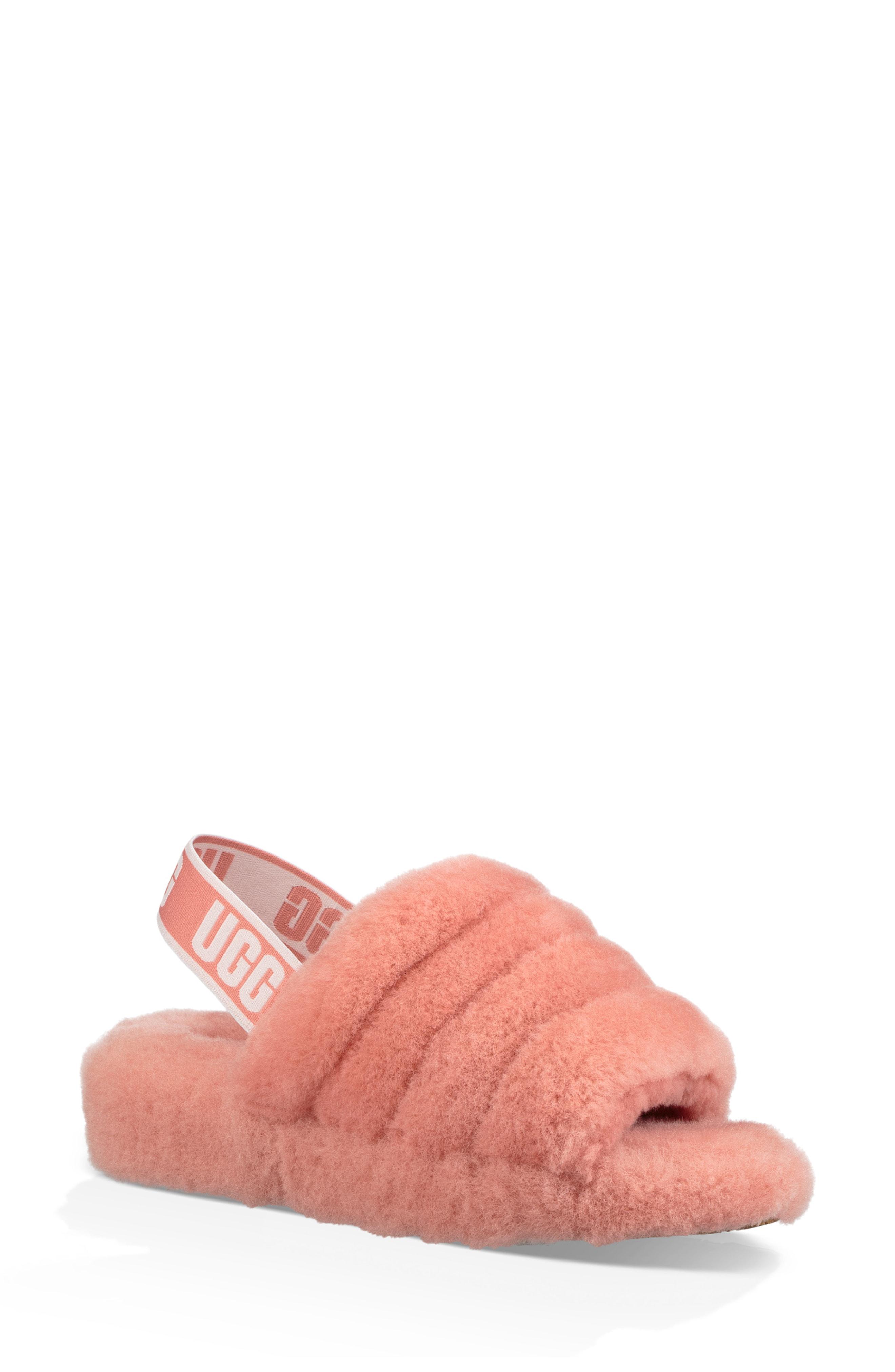 UGG UGG Fluff Yeah Genuine Shearling Slingback Sandal in Pink - Lyst