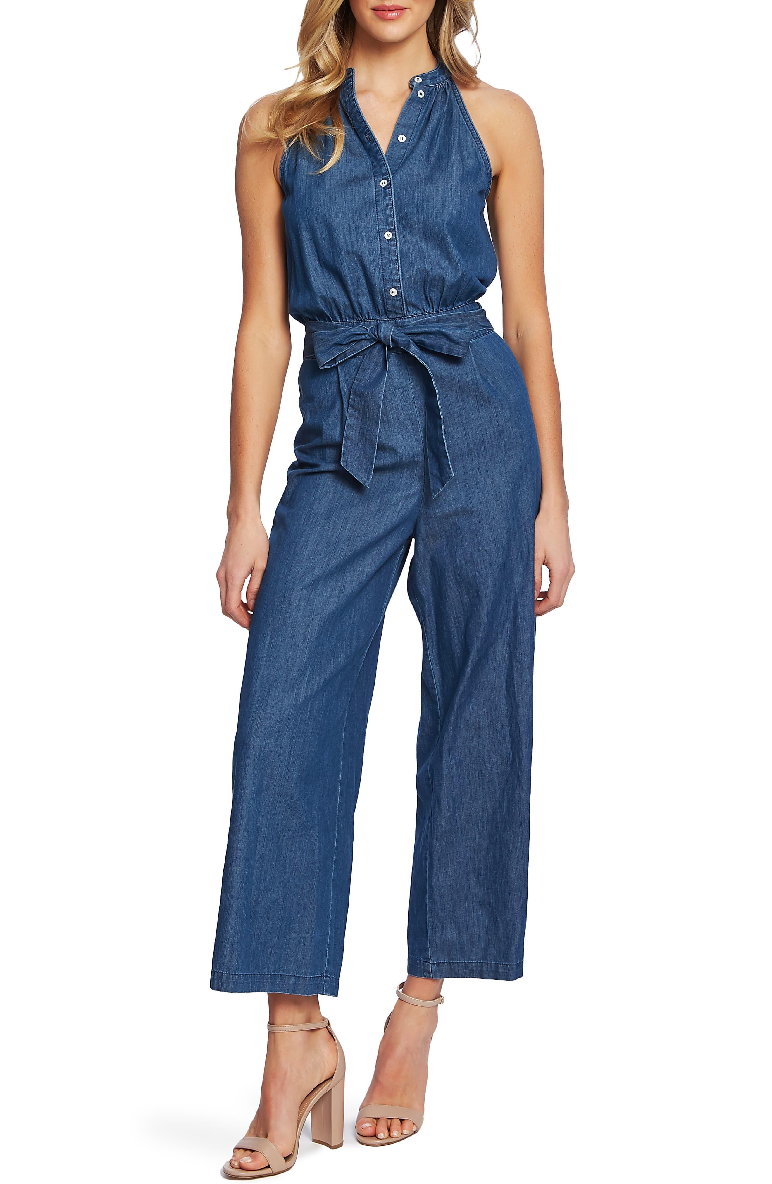 denim belted jumpsuit