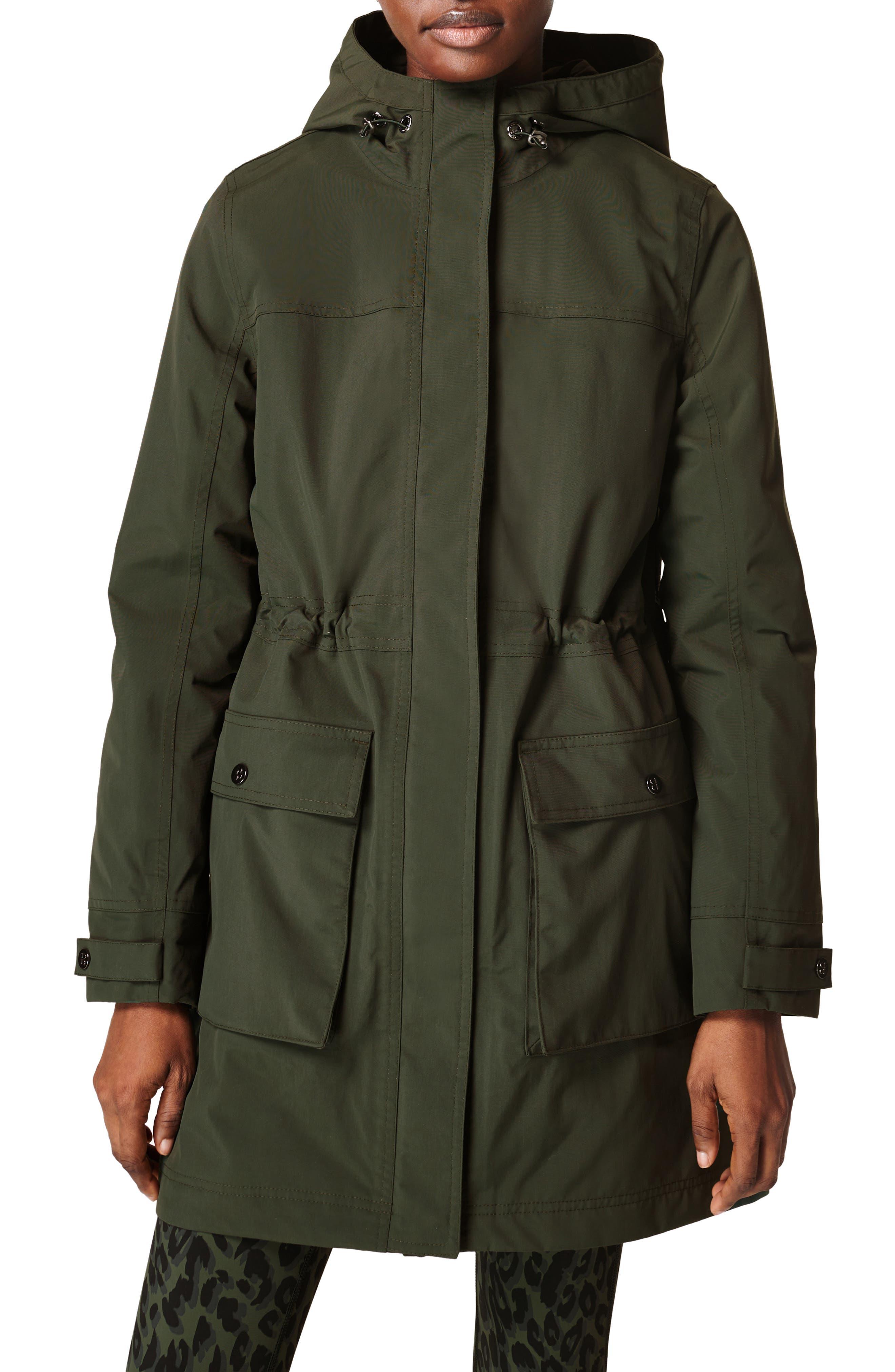 Sweaty Betty Stride Water Resistant Hooded Nylon Parka in Green Lyst