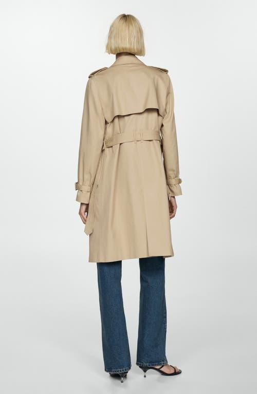 Mango Classic Double Breasted Water Repellent Cotton Trench Coat in Natural Lyst