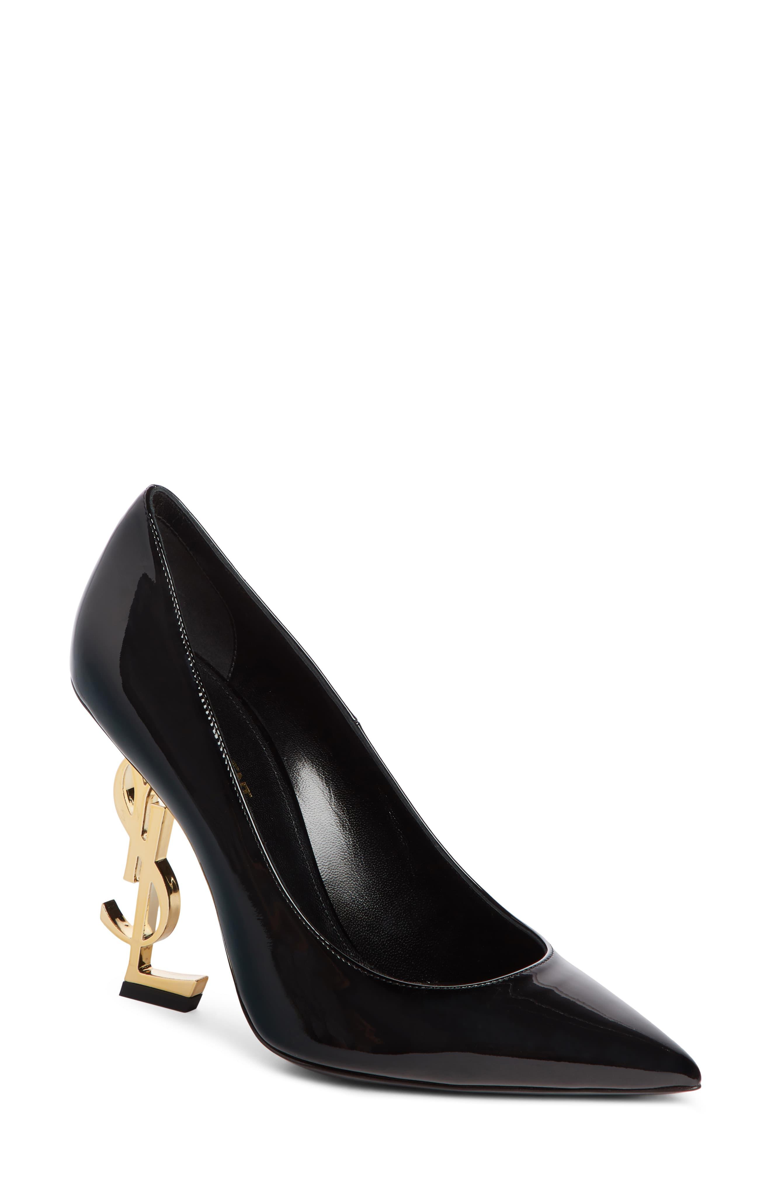 Saint Laurent Leather Opyum Ysl Pointed Toe Pump in Black Patent ...