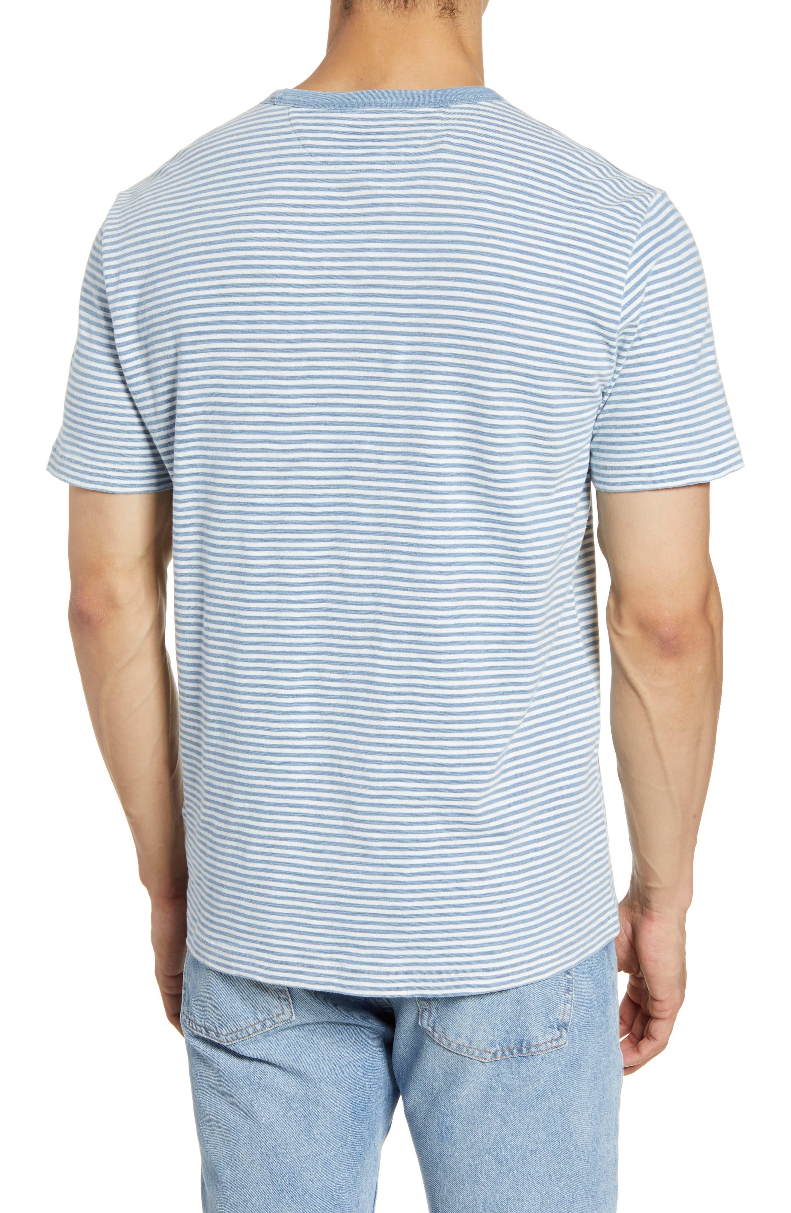 Faherty Brand Cotton Stripe Pocket Tshirt in Blue for Men Lyst