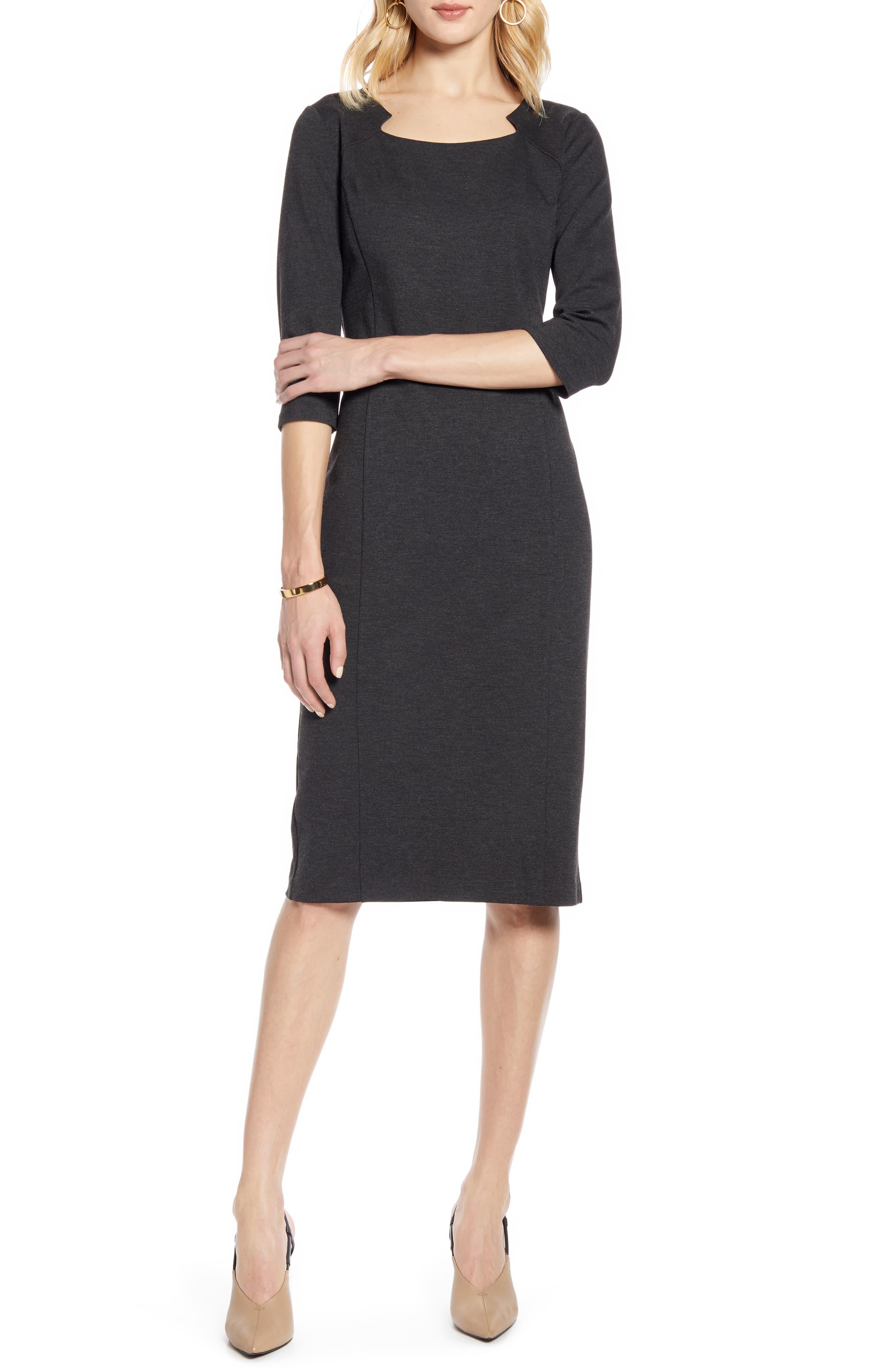 Halogen Halogen Ponte Sheath Dress in Grey Charcoal Heather (Gray) Lyst