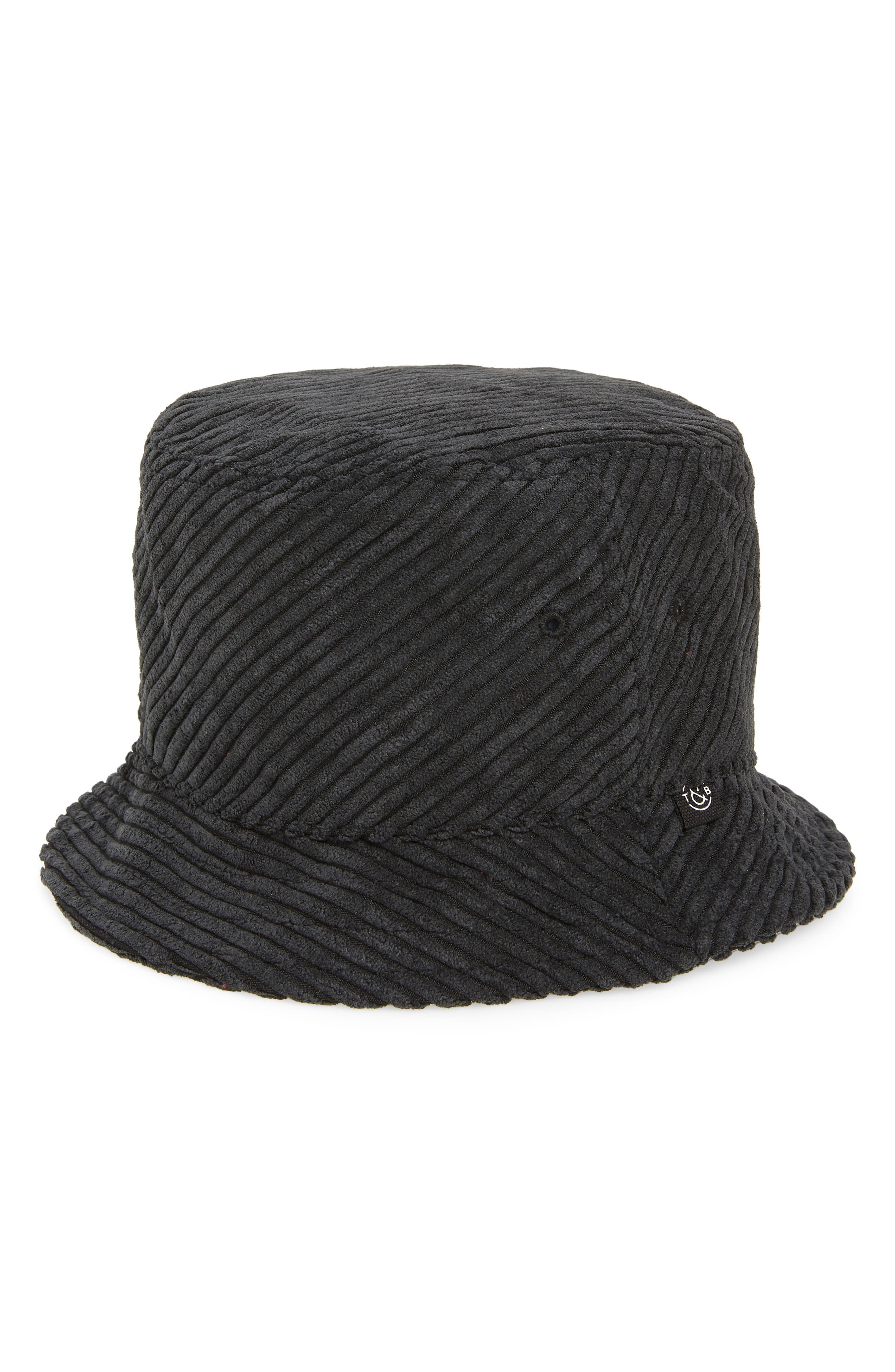 black corduroy bucket hat