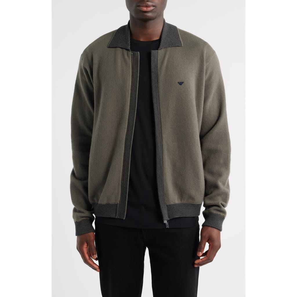 Emporio Armani Wool Zip Cardigan in Black for Men Lyst