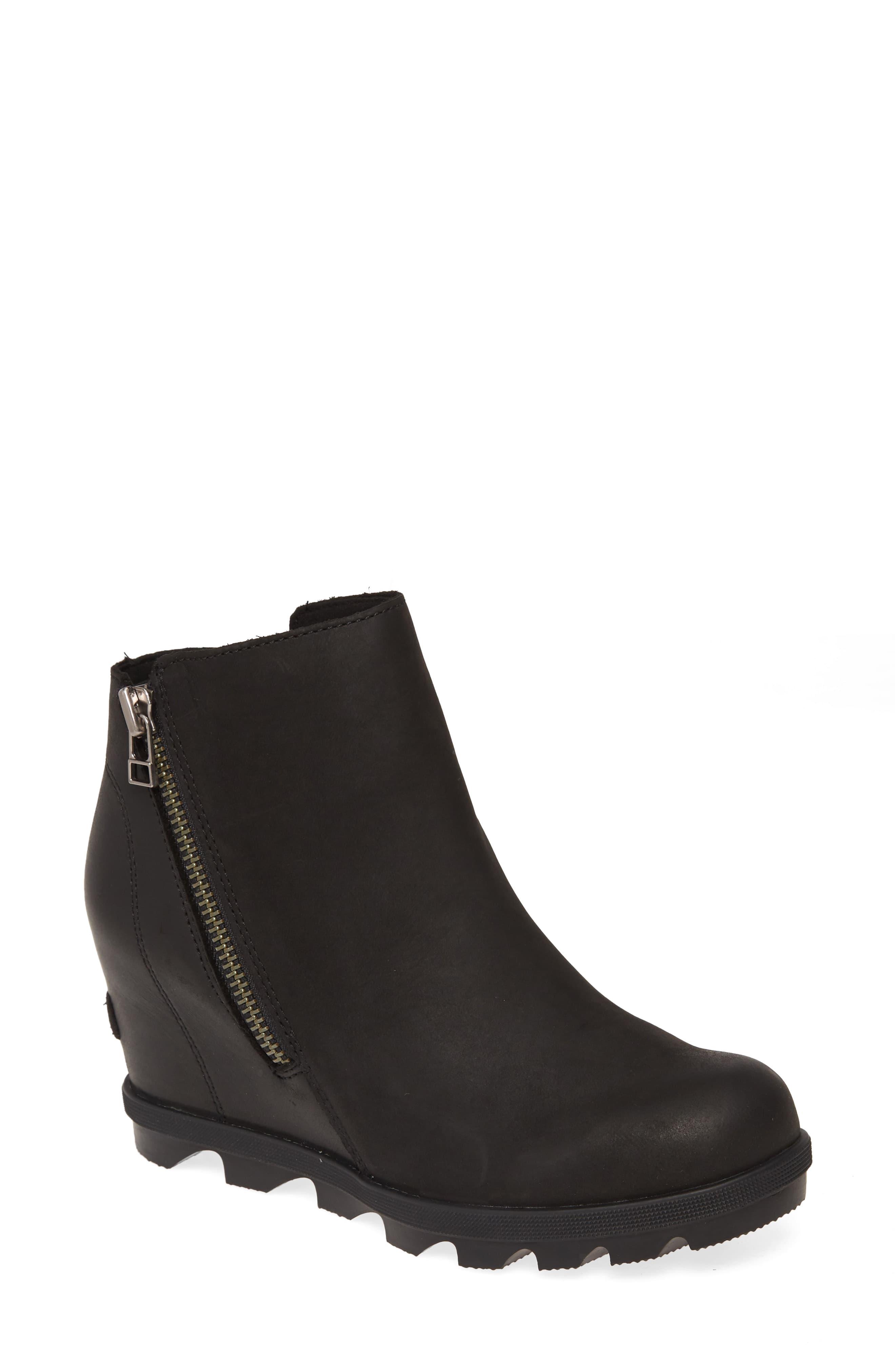 Sorel Joan Of Arctic Ii Waterproof Wedge Boot in Black Leather (Brown) - Lyst