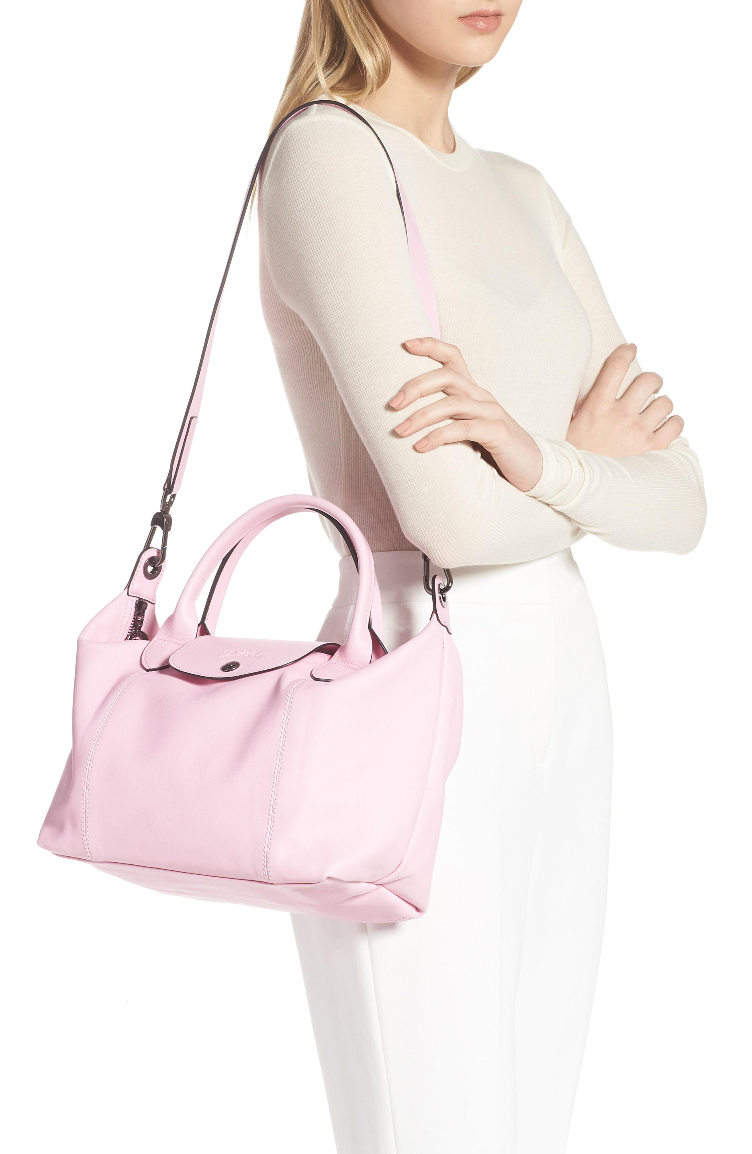 Longchamp Small Le Pliage Cuir Leather Shoulder Bag in Pink Lyst