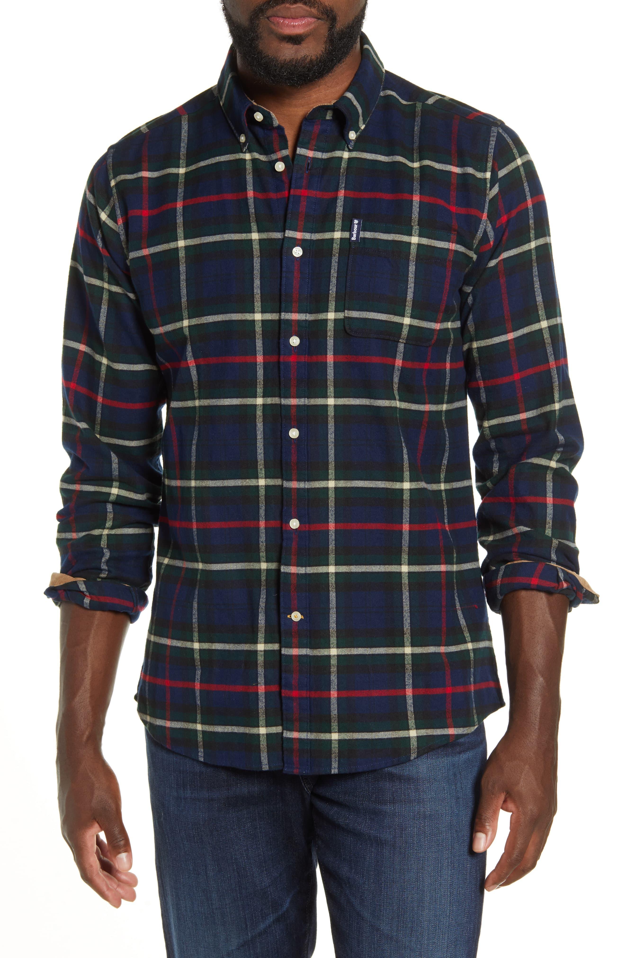 barbour highland check shirt navy