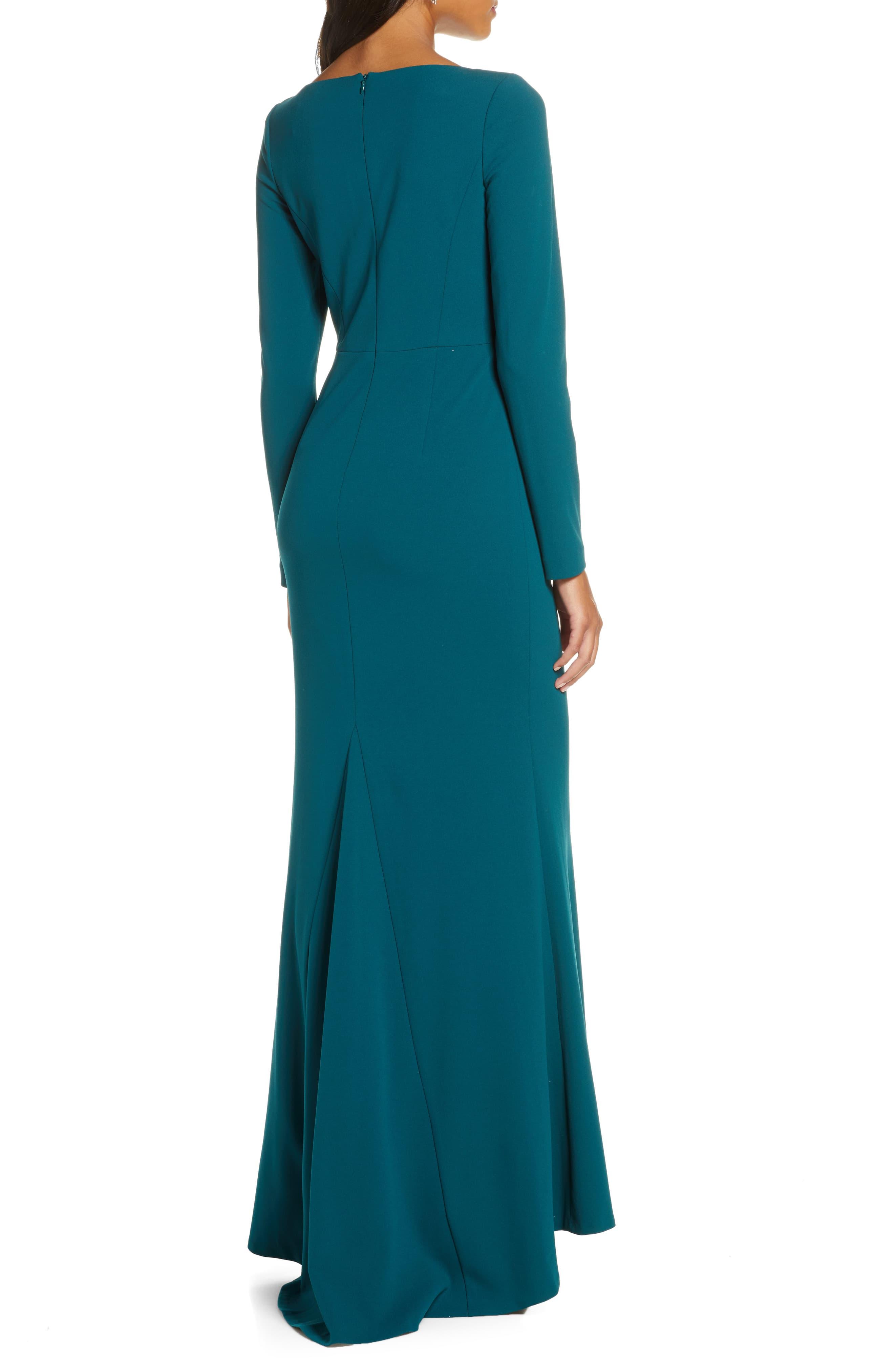 Eliza J Square Neck Long Sleeve Mermaid Gown in Blue Lyst