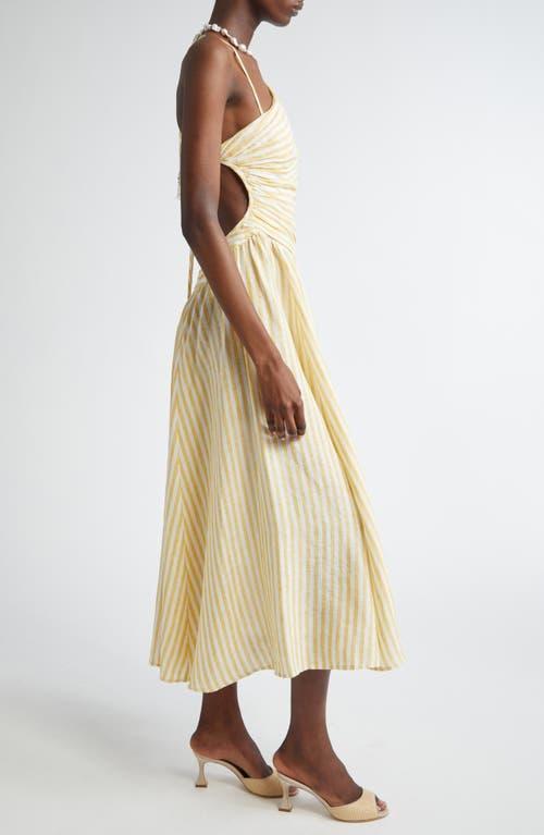 Zimmermann Cascadian Stripe Cutout Asymmetric Linen Dress in Natural | Lyst