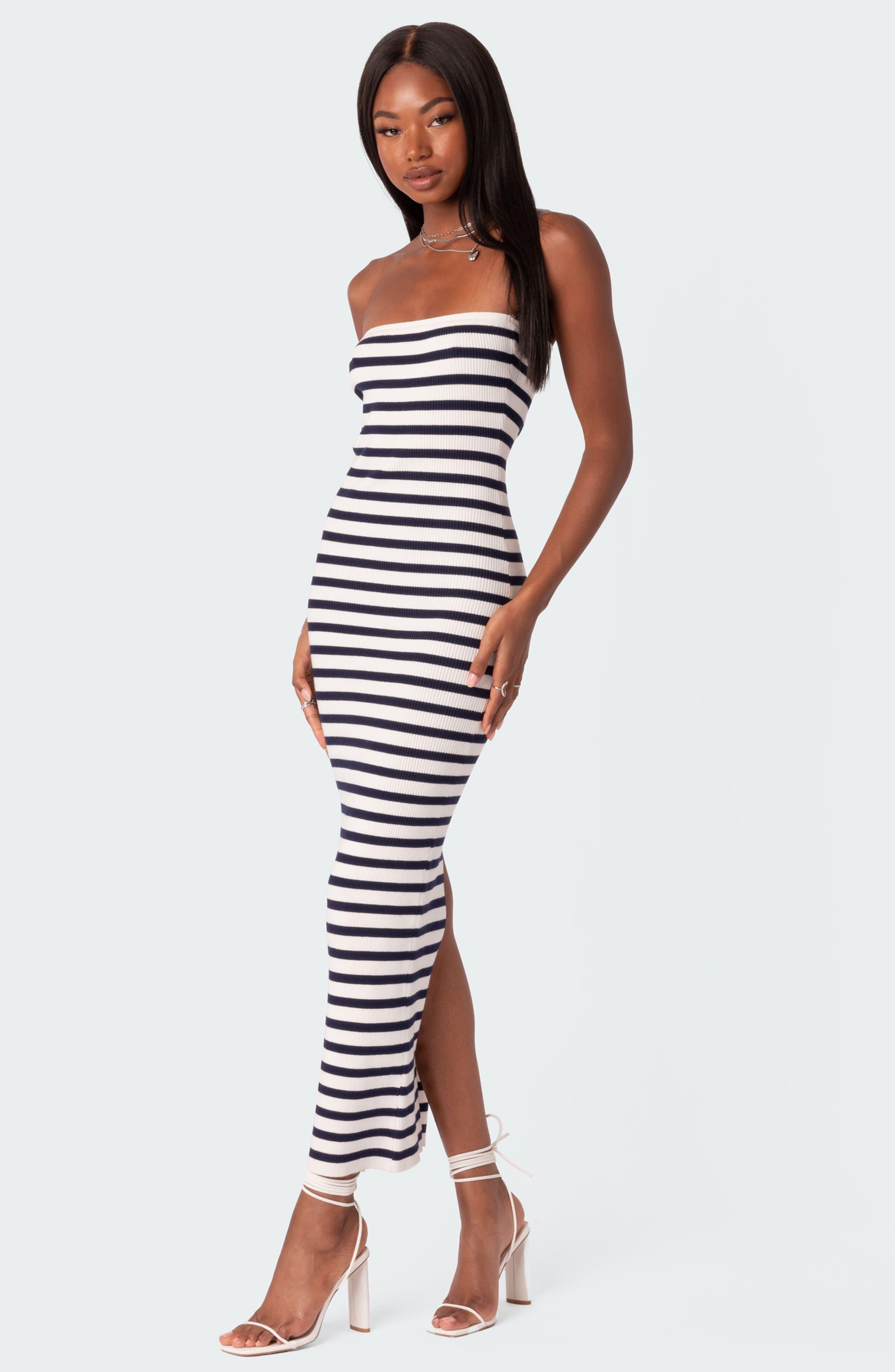 Striped ribbed clearance dress