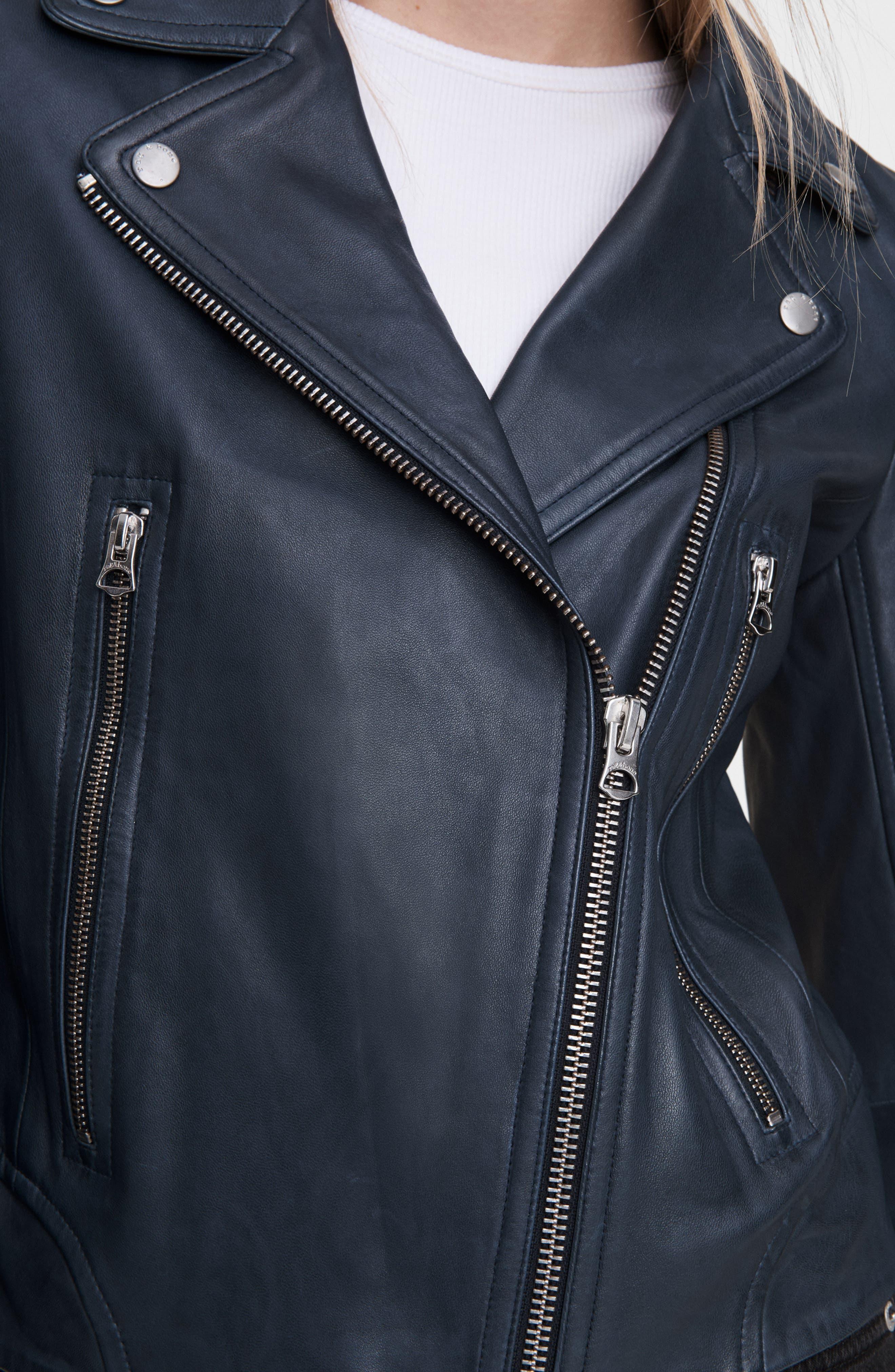 Rag & Bone Mack Leather Moto Jacket in Blue | Lyst