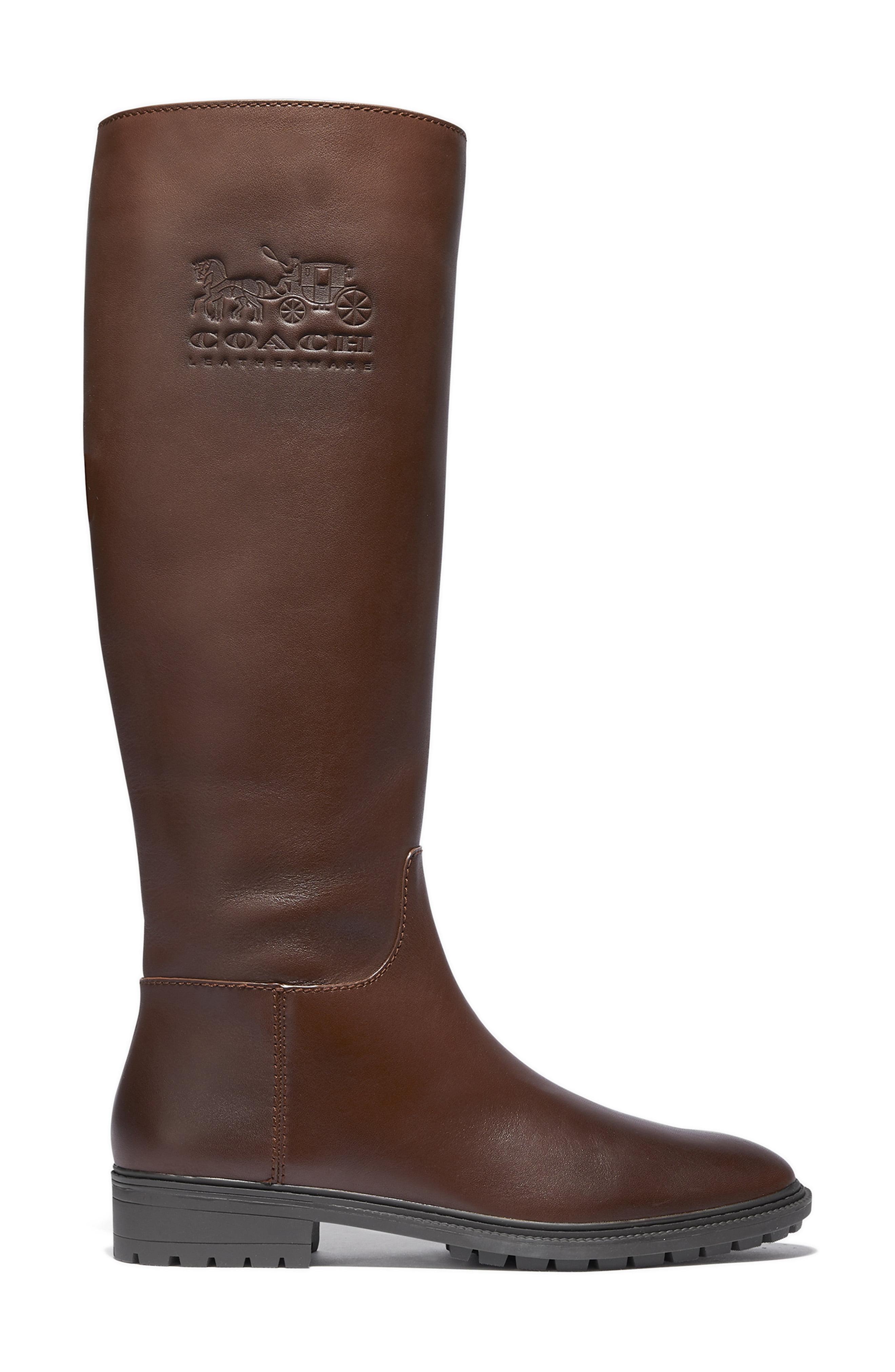 COACH Fynn Embossed Knee High Riding Boot in Walnut Leather (Brown) - Lyst