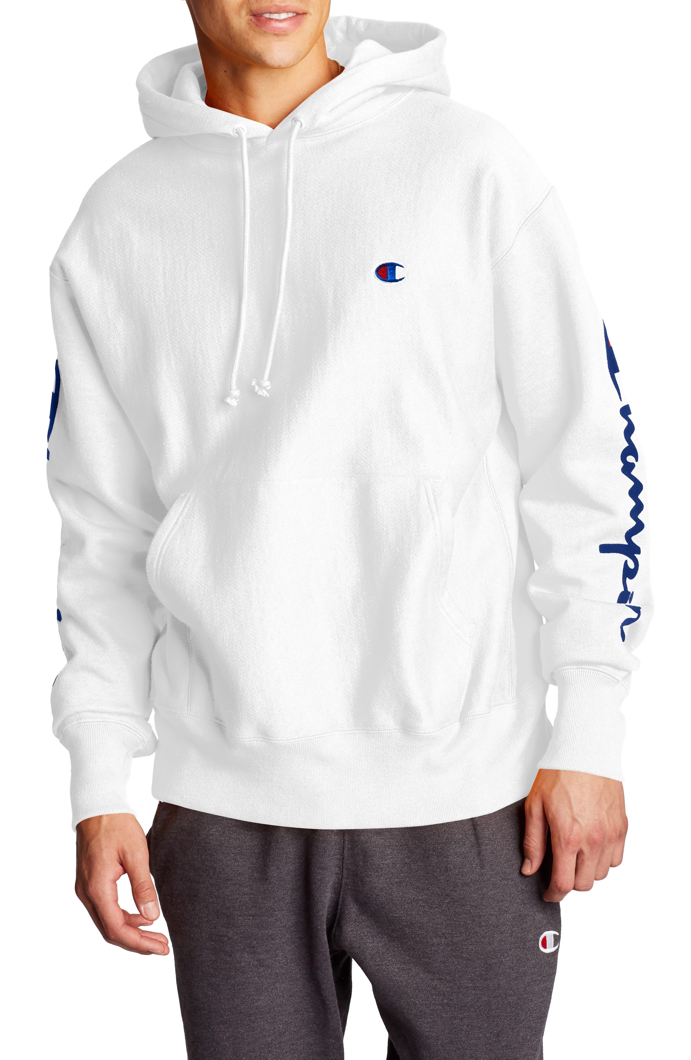 white champion hooded sweatshirt