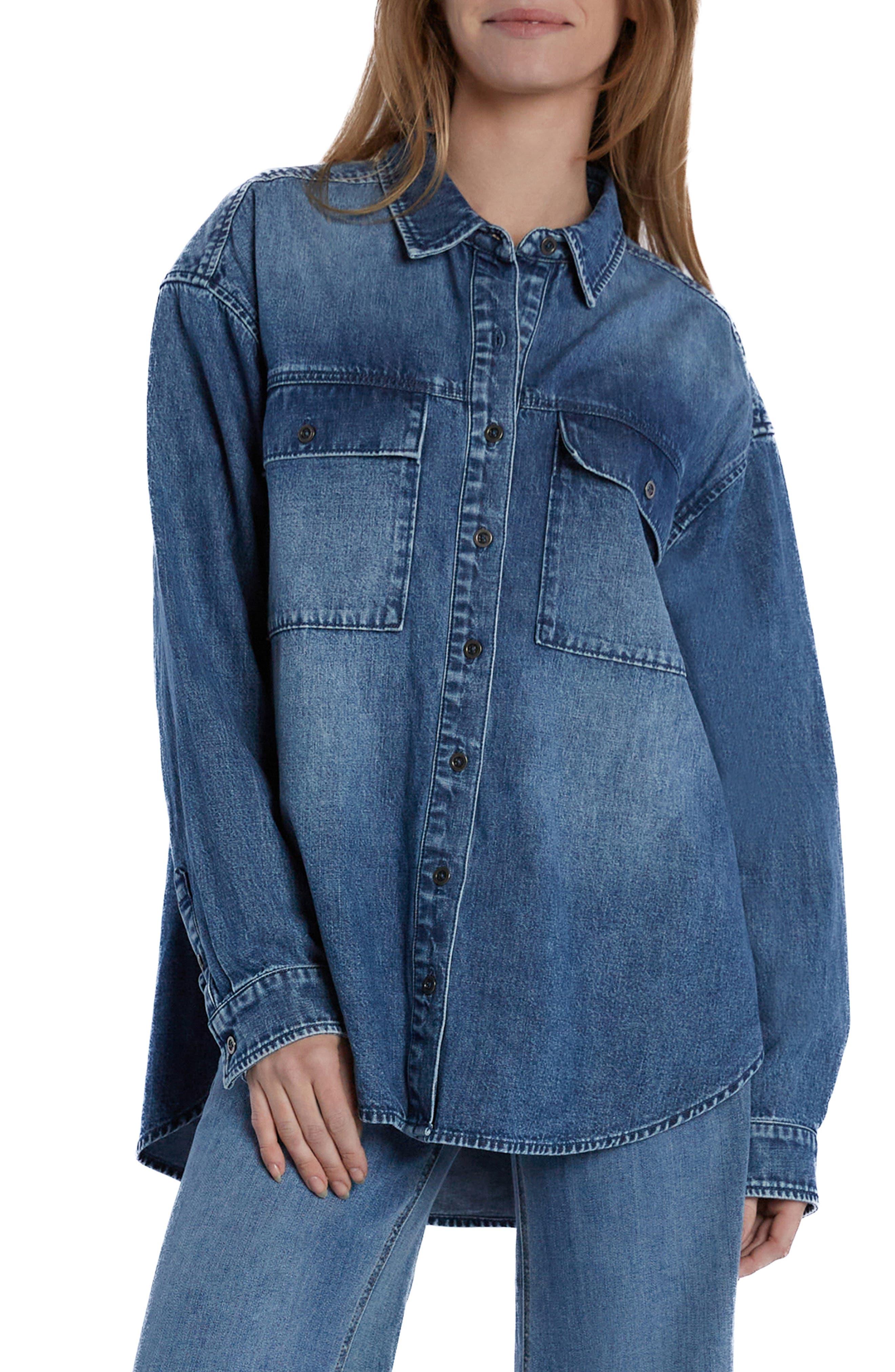 Wash Lab Denim Oversize Denim Shirt in Blue Lyst