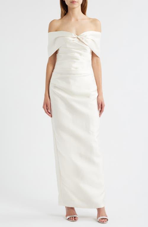 Sonya Moda Off The Shoulder Taffeta Gown in White | Lyst
