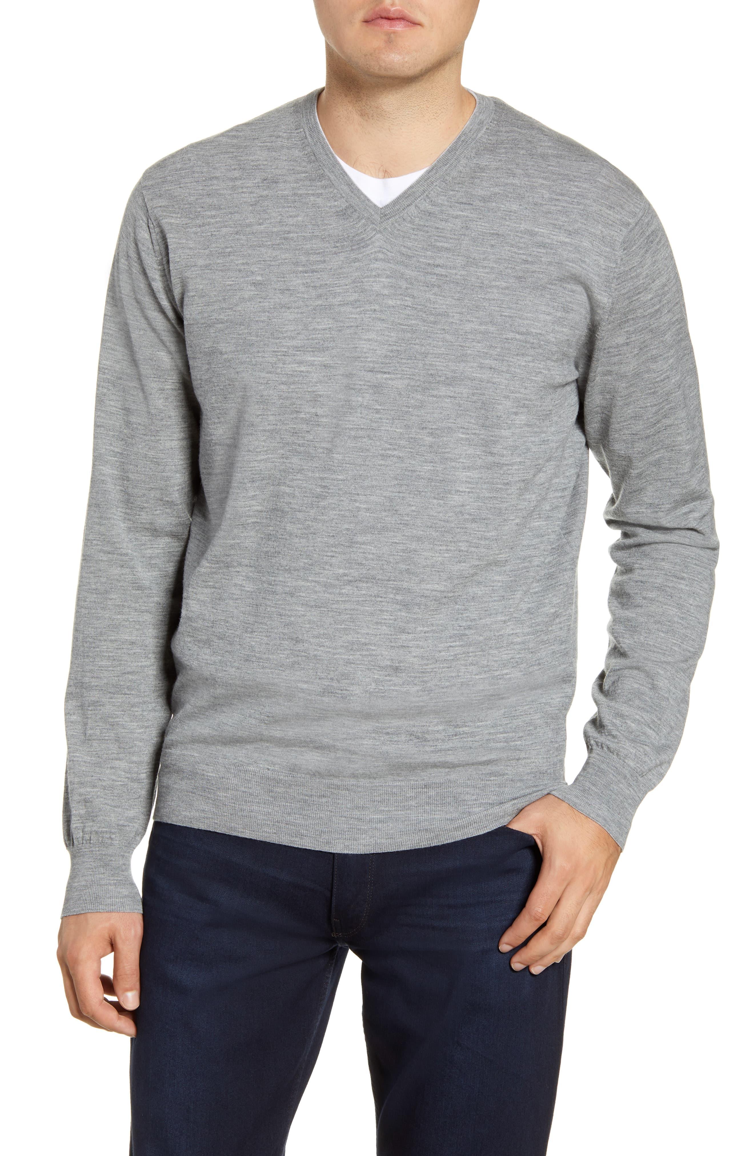 Peter Millar Excursionist Flex V-neck Wool Blend Sweater in Gray for ...