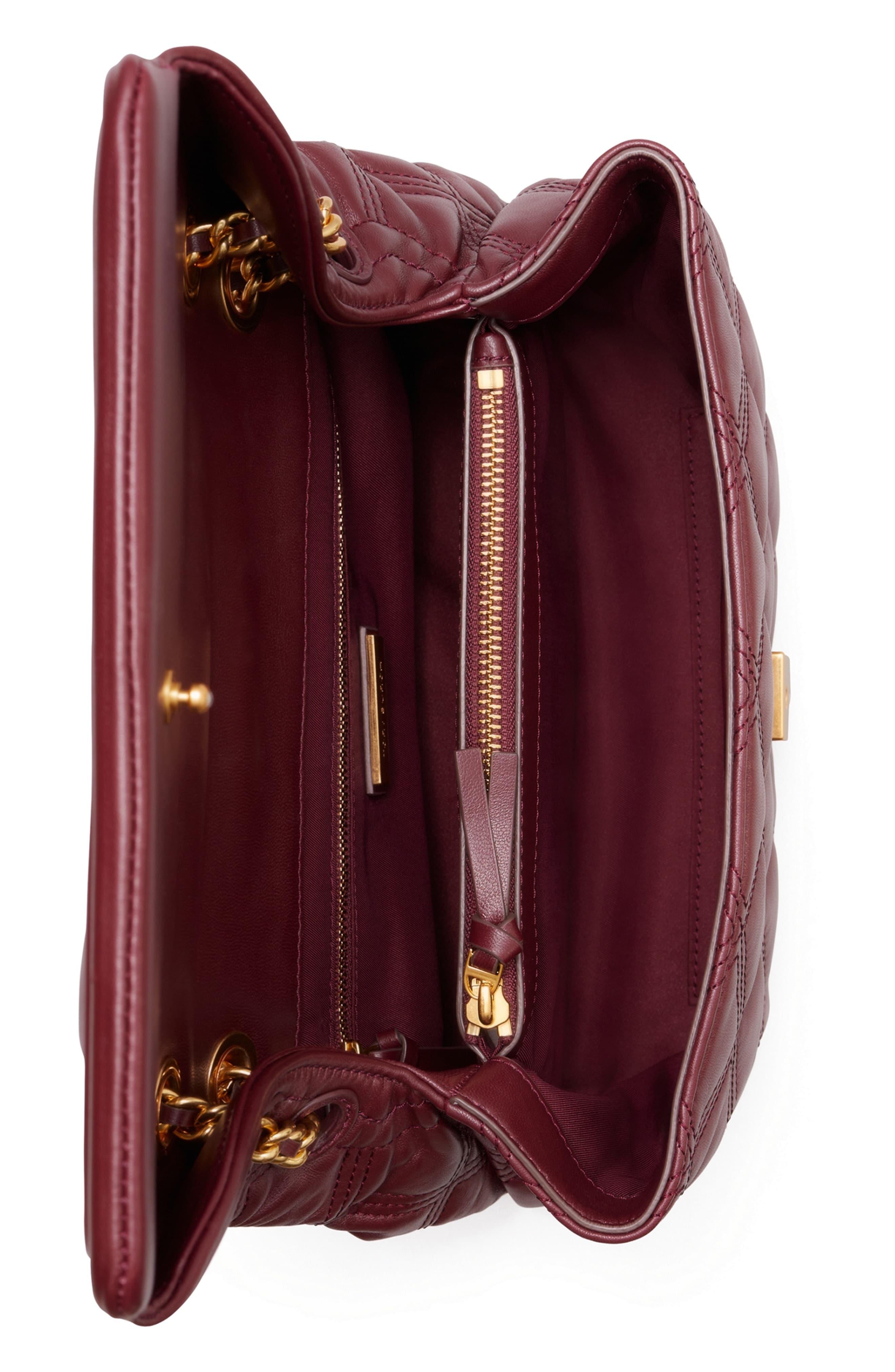 Tory Burch Burgundy Quilted Leather Large Fleming Shoulder Bag - ShopStyle