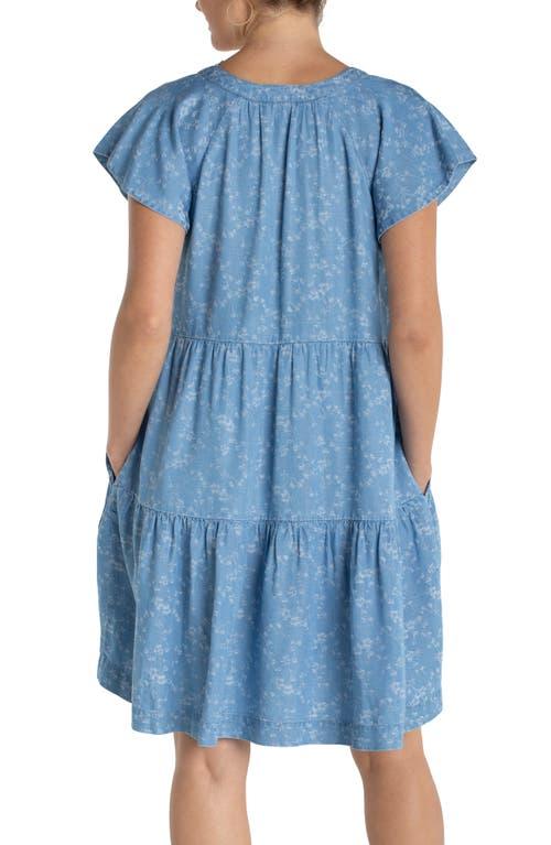 Liverpool Los Angeles Tiered Floral Flutter Sleeve Denim Dress in Blue |  Lyst
