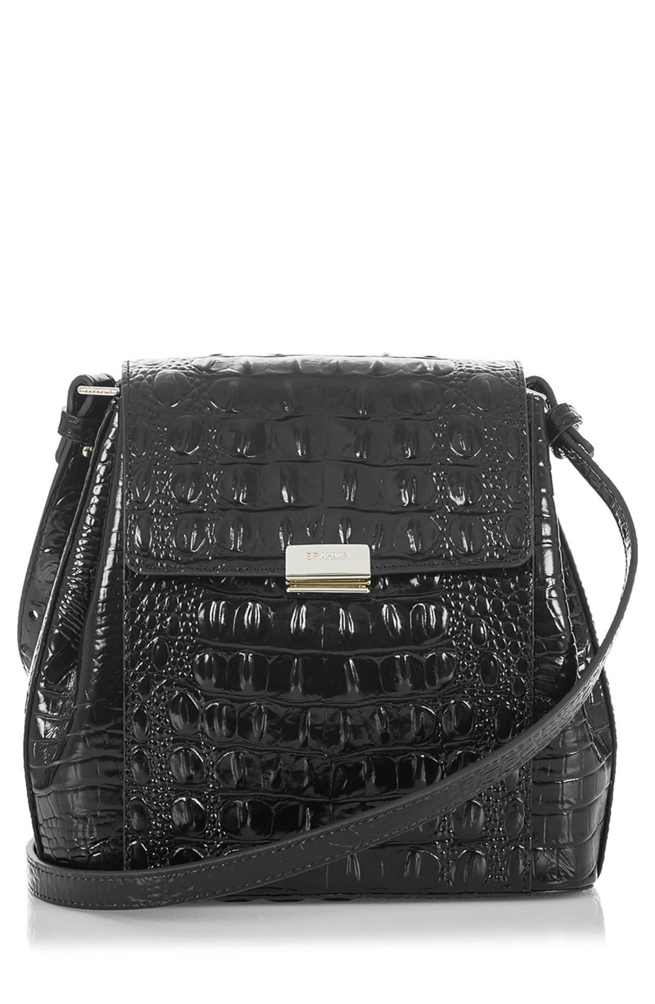 Brahmin Margo Croc Embossed Leather Crossbody Bag in Black Lyst