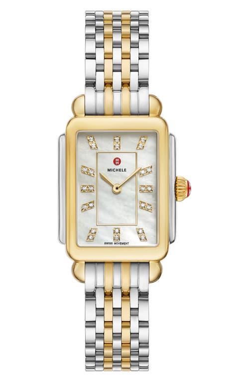 Michele Deco Courbe Diamond 18K Plate Bracelet Watch, 26Mm X